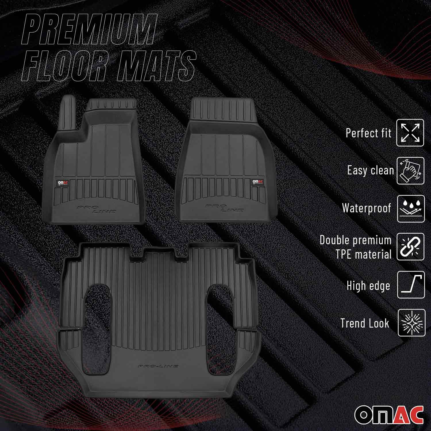 OMAC Premium Alfombrillas De Coche para Tesla Model X 2016-2020 TPE Goma 3x
