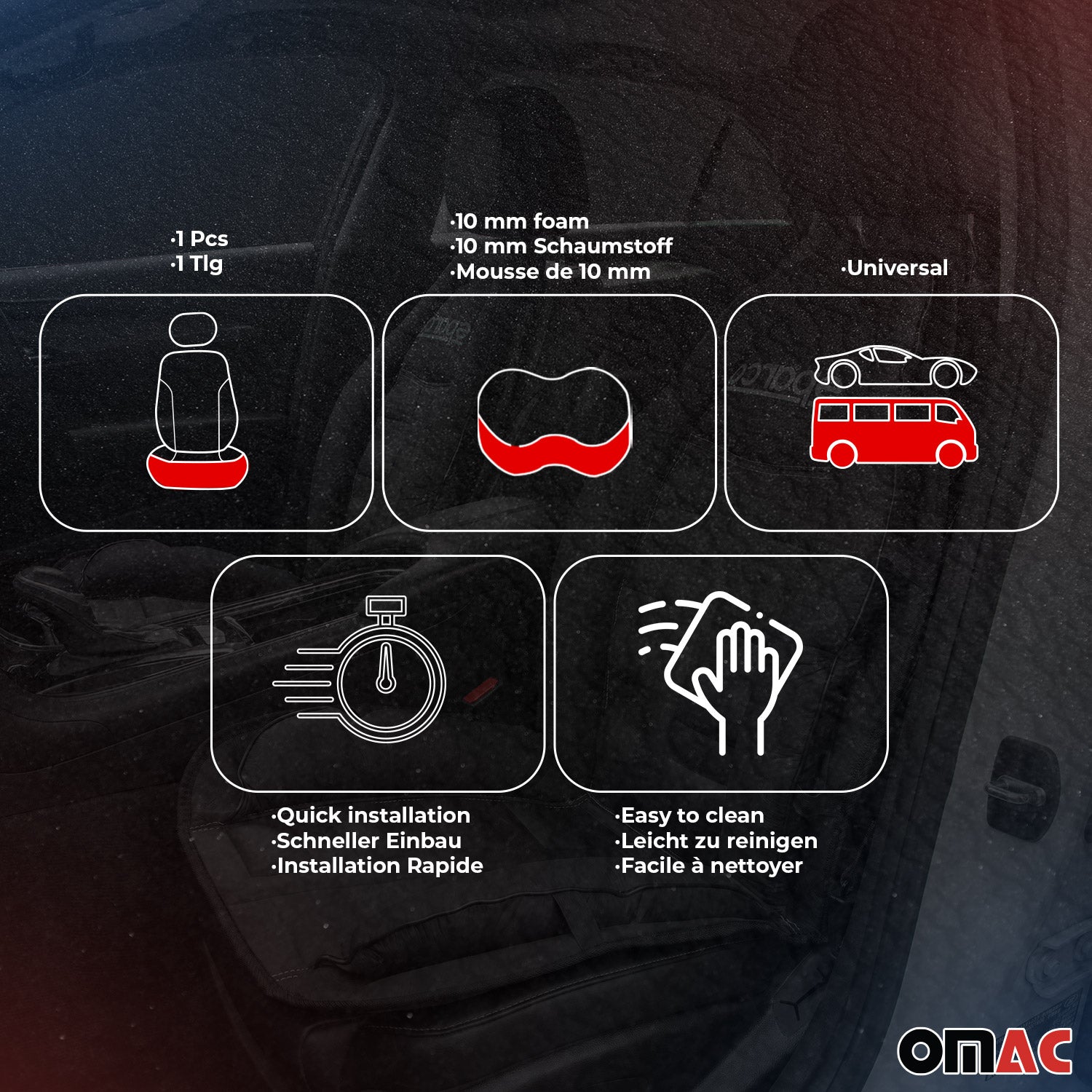 Sparco Funda de Asiento para Automóvil Universal Negro&Rojo