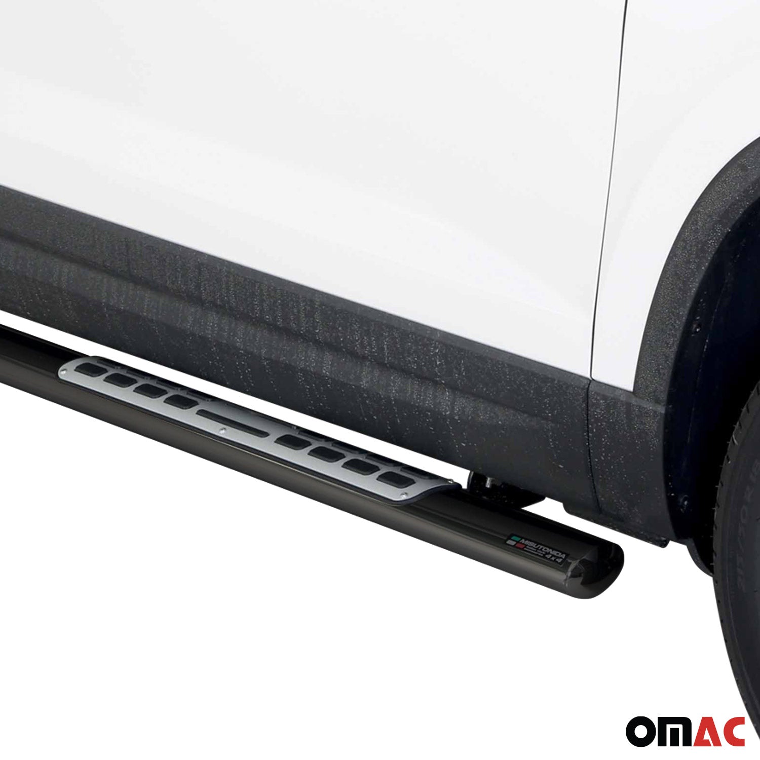 Par de Estribos Barras Laterales para Seat Ateca 2016-2020 Negro Brillante Acero