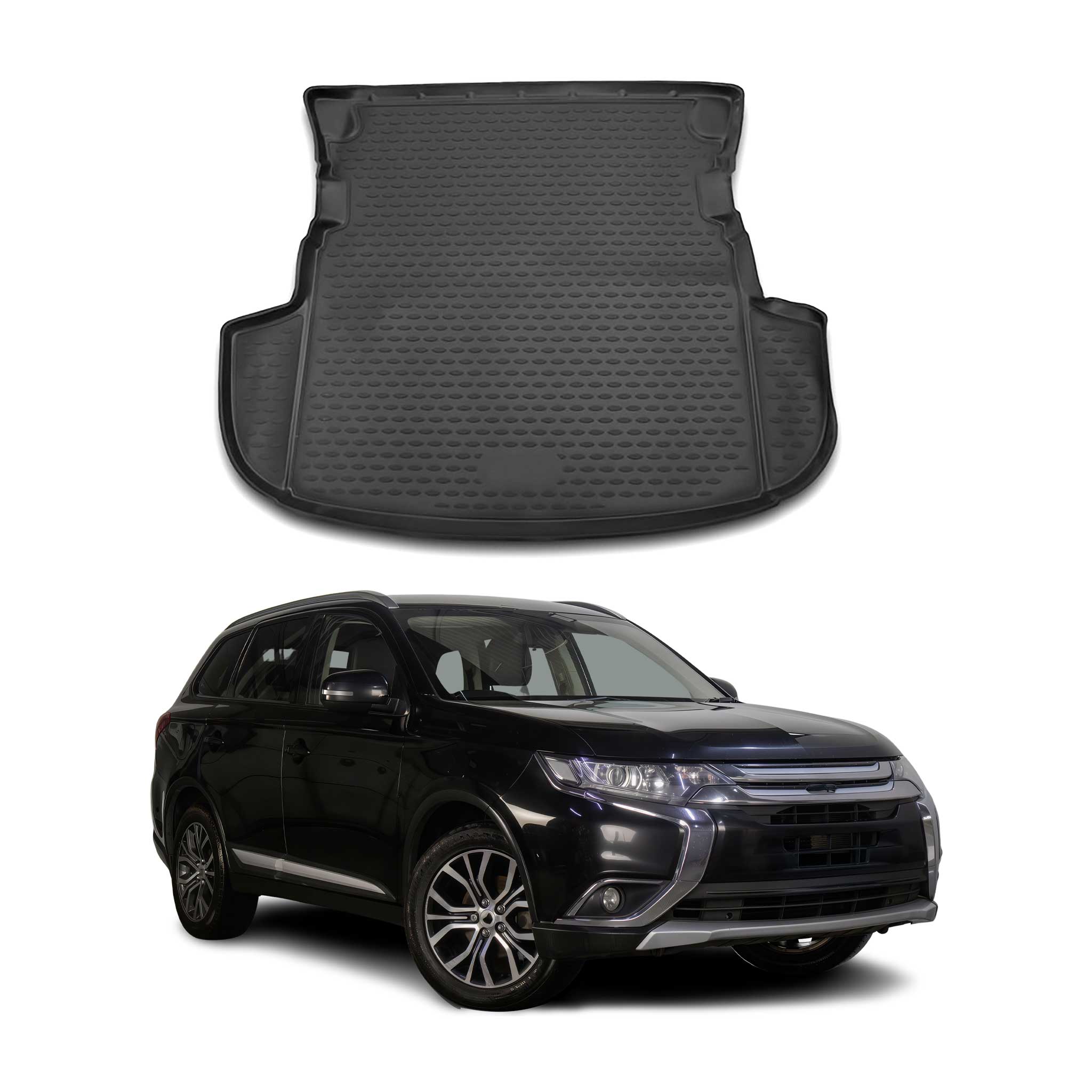 OMAC Bandeja Maletero Alfombrilla para Mitsubishi Outlander 2012-2021 Negro TPE