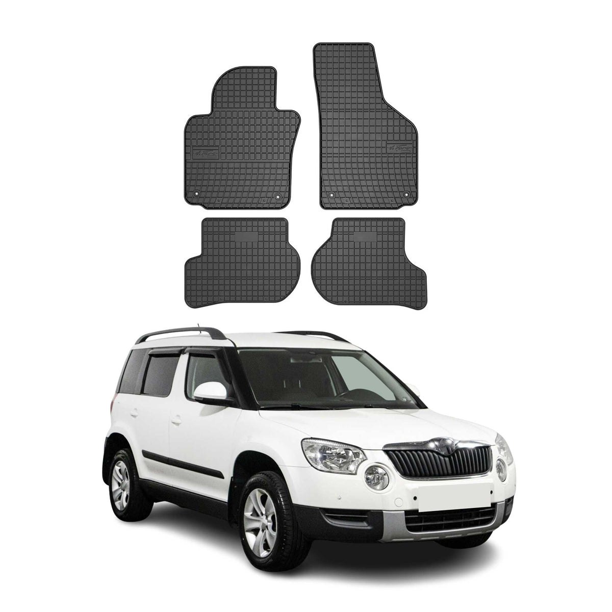 OMAC Alfombrillas De Coche para Skoda Yeti 2009-2017 Negro Goma TPE 4Pza
