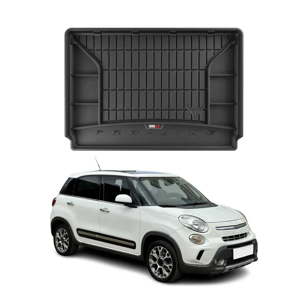 OMAC Premium Bandeja Maletero Alfombrilla para Fiat 500L Trekking 2012-24 Negro