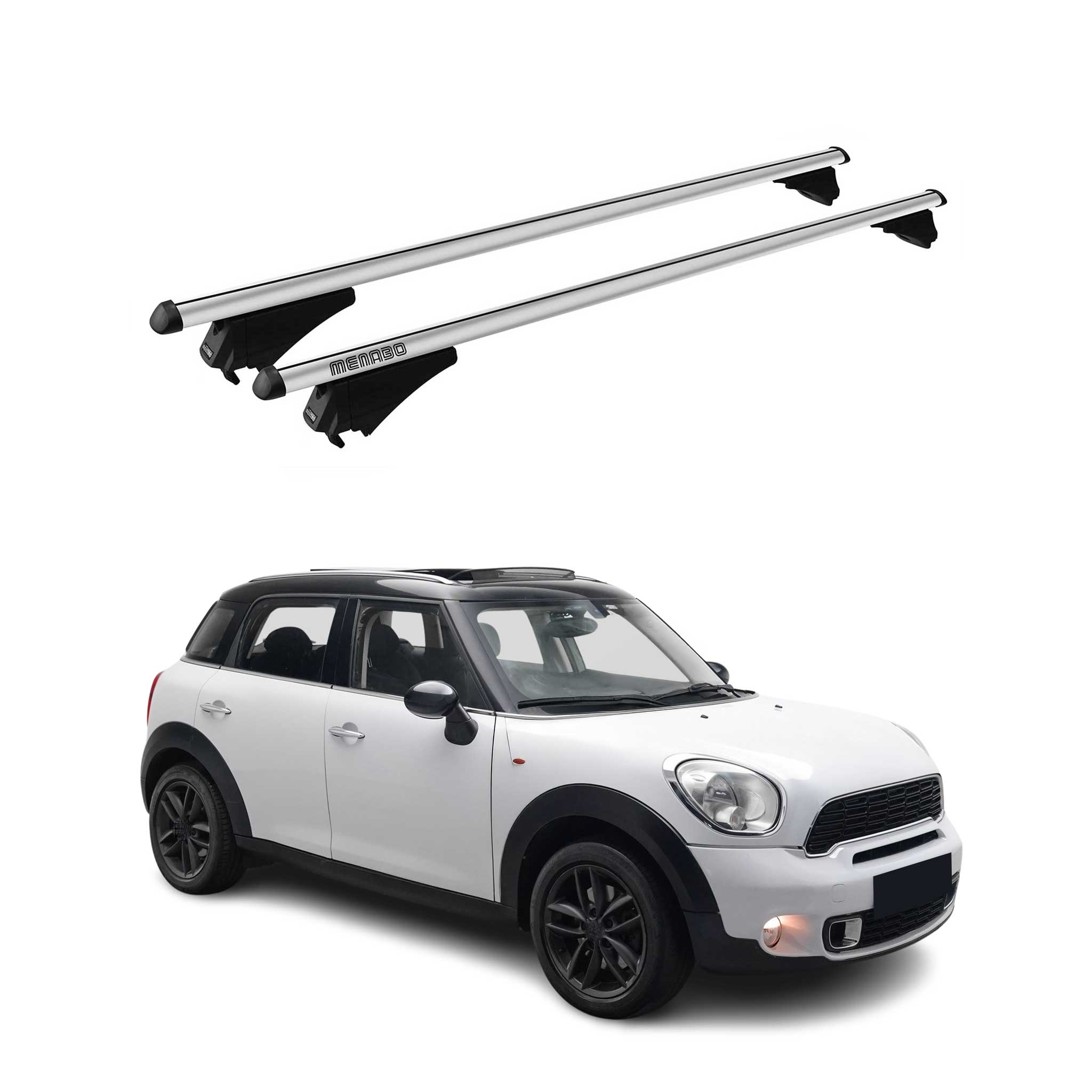 Menabo Barras de Techo Coche Baca para Mini Countryman R60 2010-2016 Gris Alu 2x