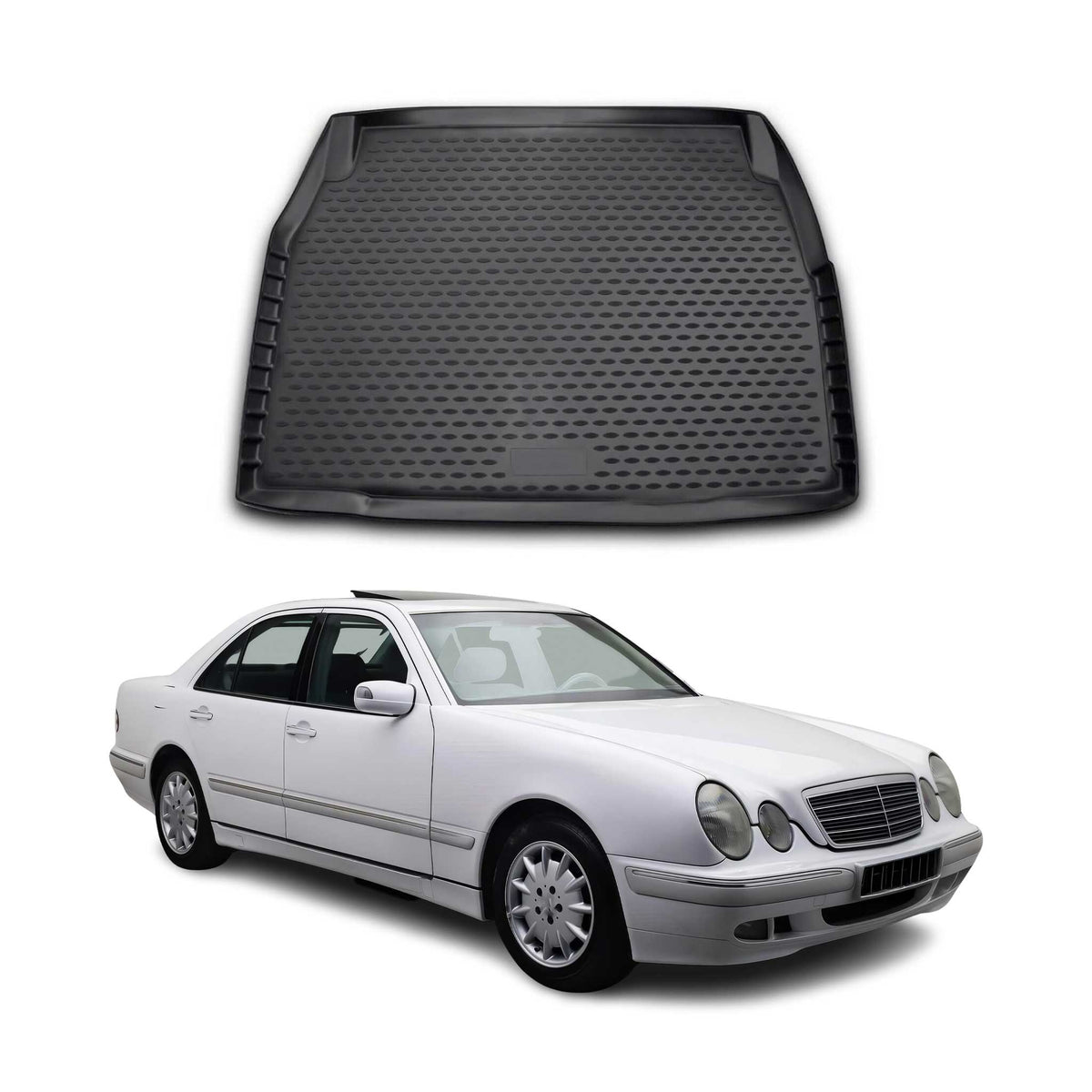 OMAC Bandeja Maletero Alfombrilla para Mercedes E Class W210 1995-2002 Negro TPE
