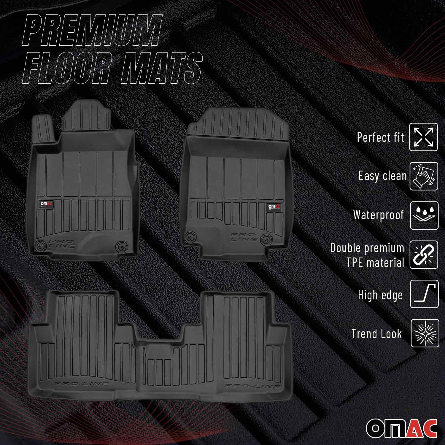 OMAC Premium Alfombrillas De Coche para Honda CR-V 2012-2018 Negro TPE Goma 3Pza