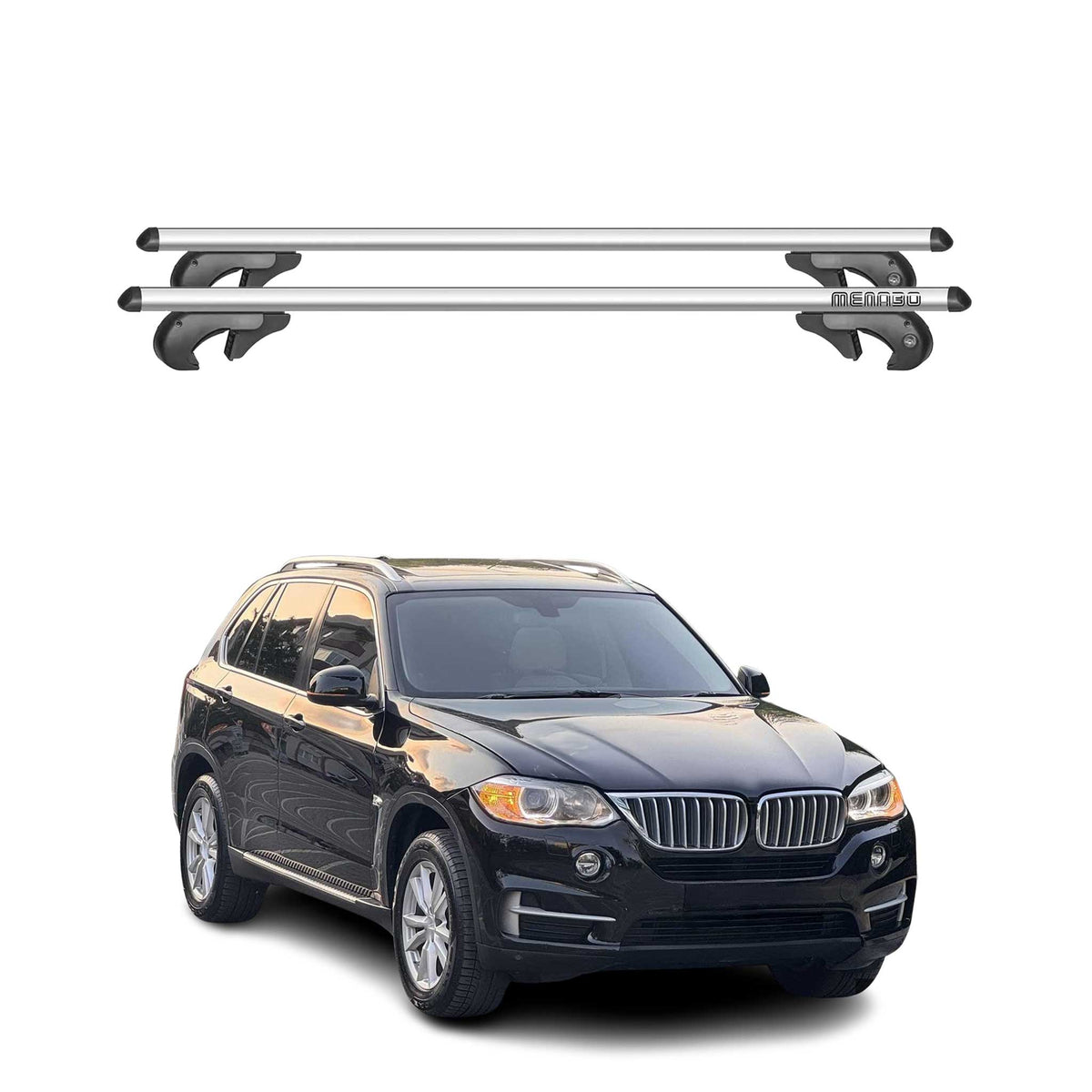 Menabo Barras de Techo Coche Barra para BMW X7 G07 2018-2025 Gris Aluminio 2Pza