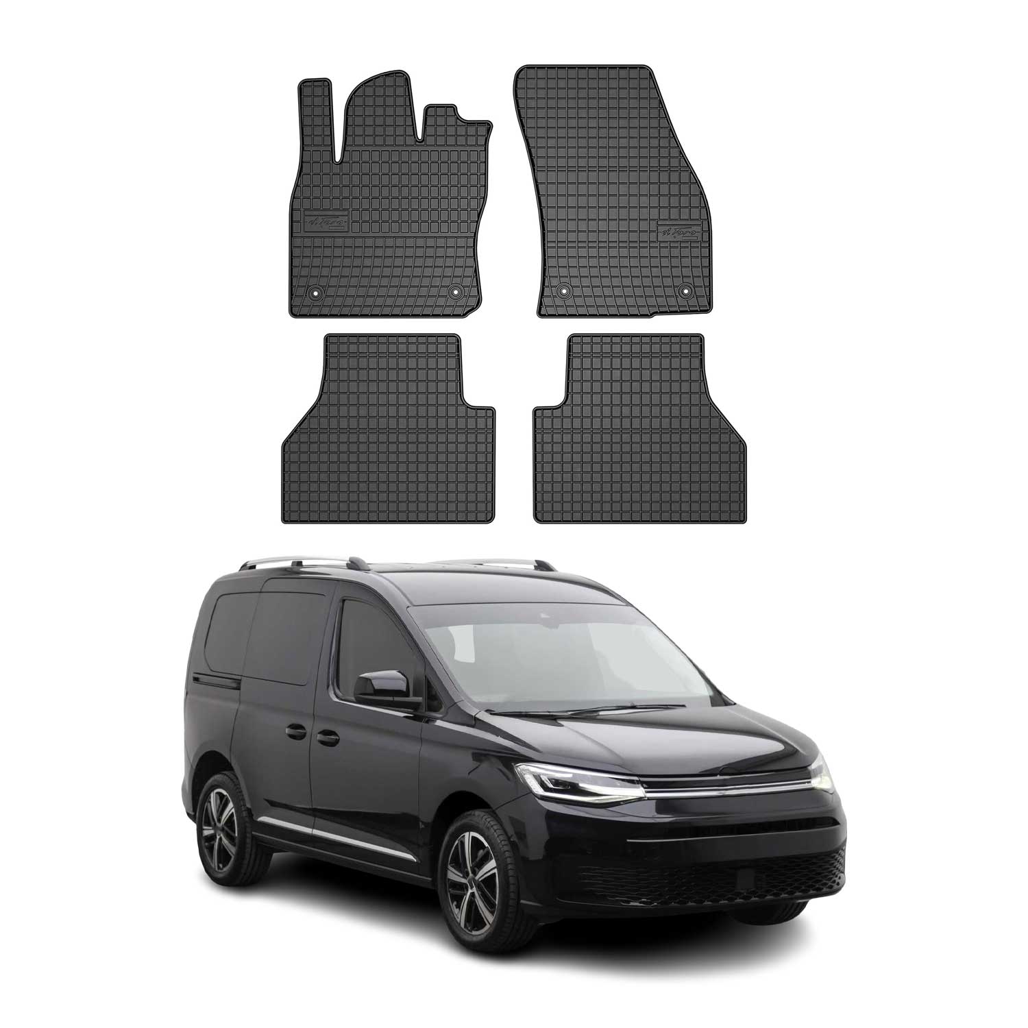 OMAC Alfombrillas De Coche para VW Caddy 2020-2025 Negro Goma 4Pza