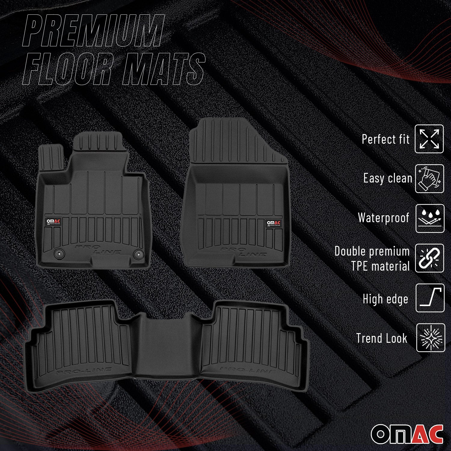 OMAC Premium Alfombrillas De Coche para Hyundai Tucson 2022-2026 TPE Goma 4x