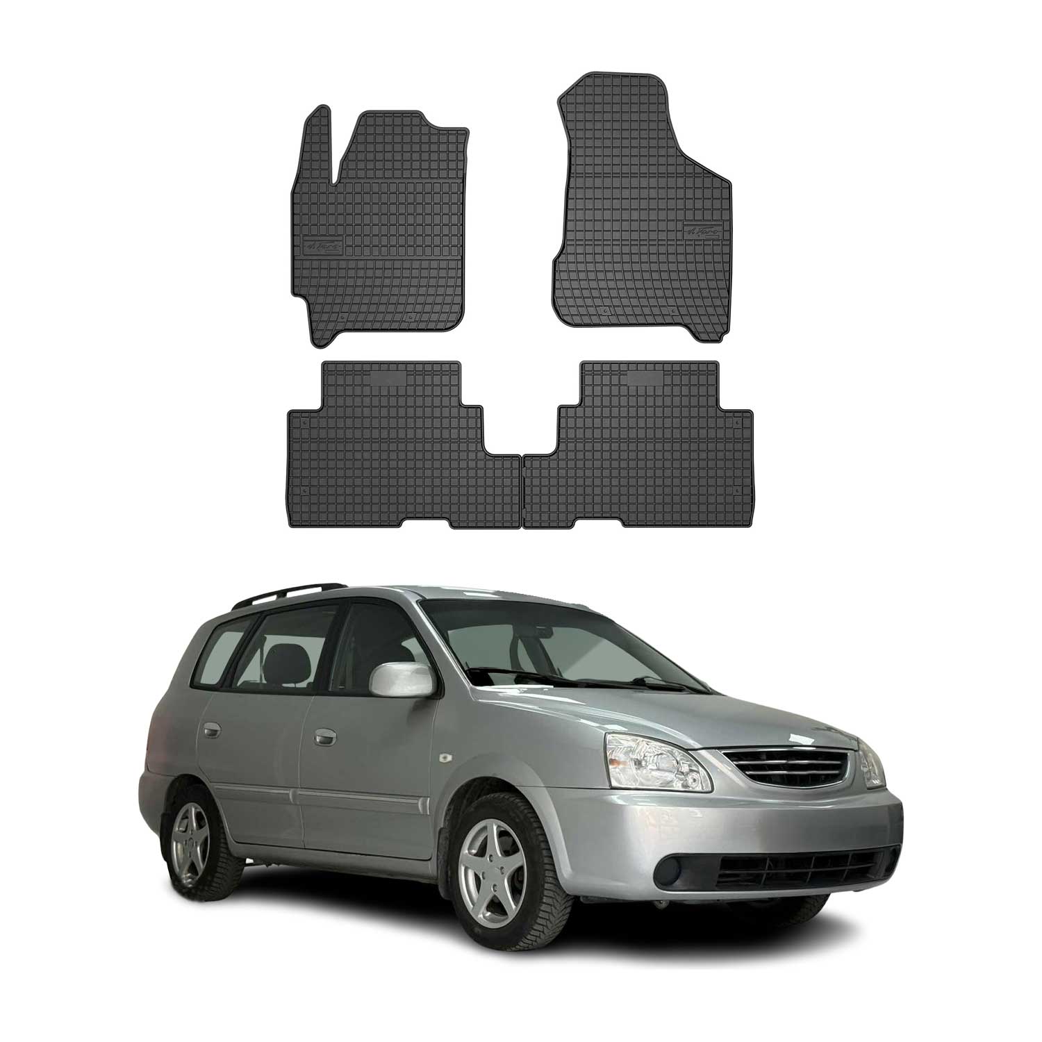 OMAC Alfombrillas De Coche para Kia Carens 2002-2006 Negro Goma 4Pza