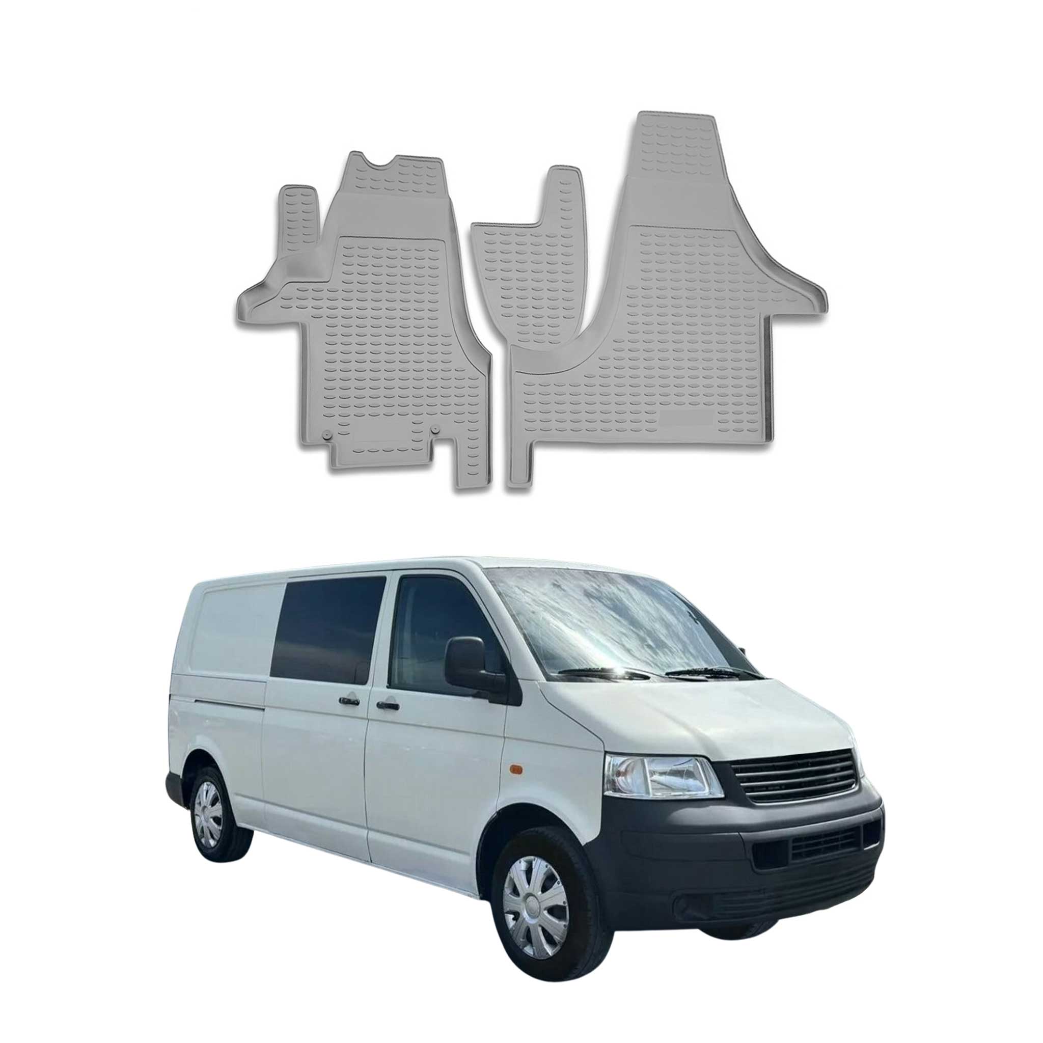 OMAC Alfombrillas De Coche para VW Transporter T5 2003-2015 Gris Goma TPE 2Pza