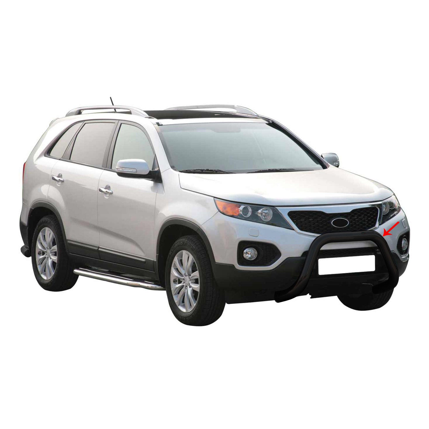 Bull Barra Frontal para Kia Sorento 2009-2012 Negro Brillante Acero 1Pza