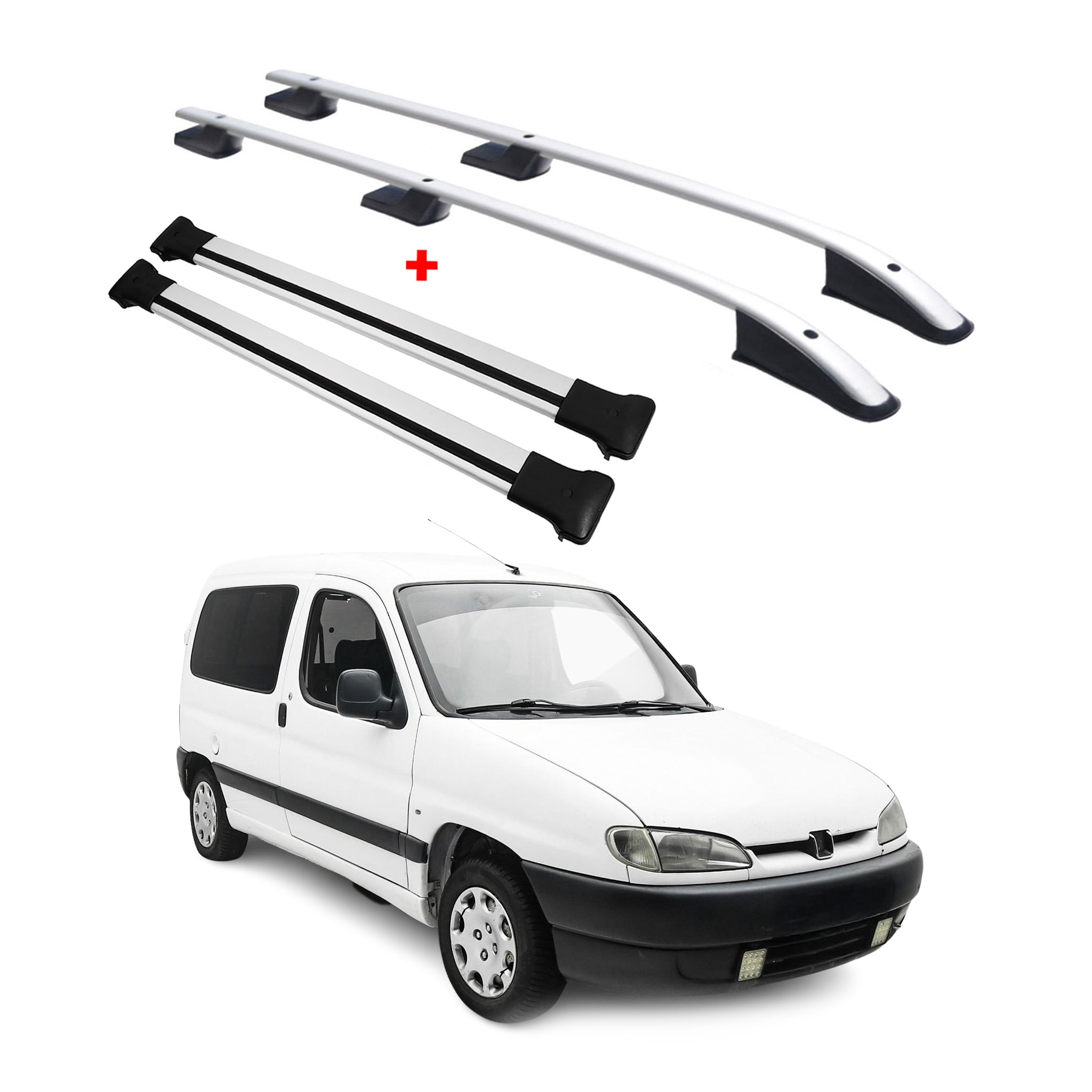 Rieles & Barras de Techo Coche para Citroen Berlingo Peugeot Partner Gris Alu 4x