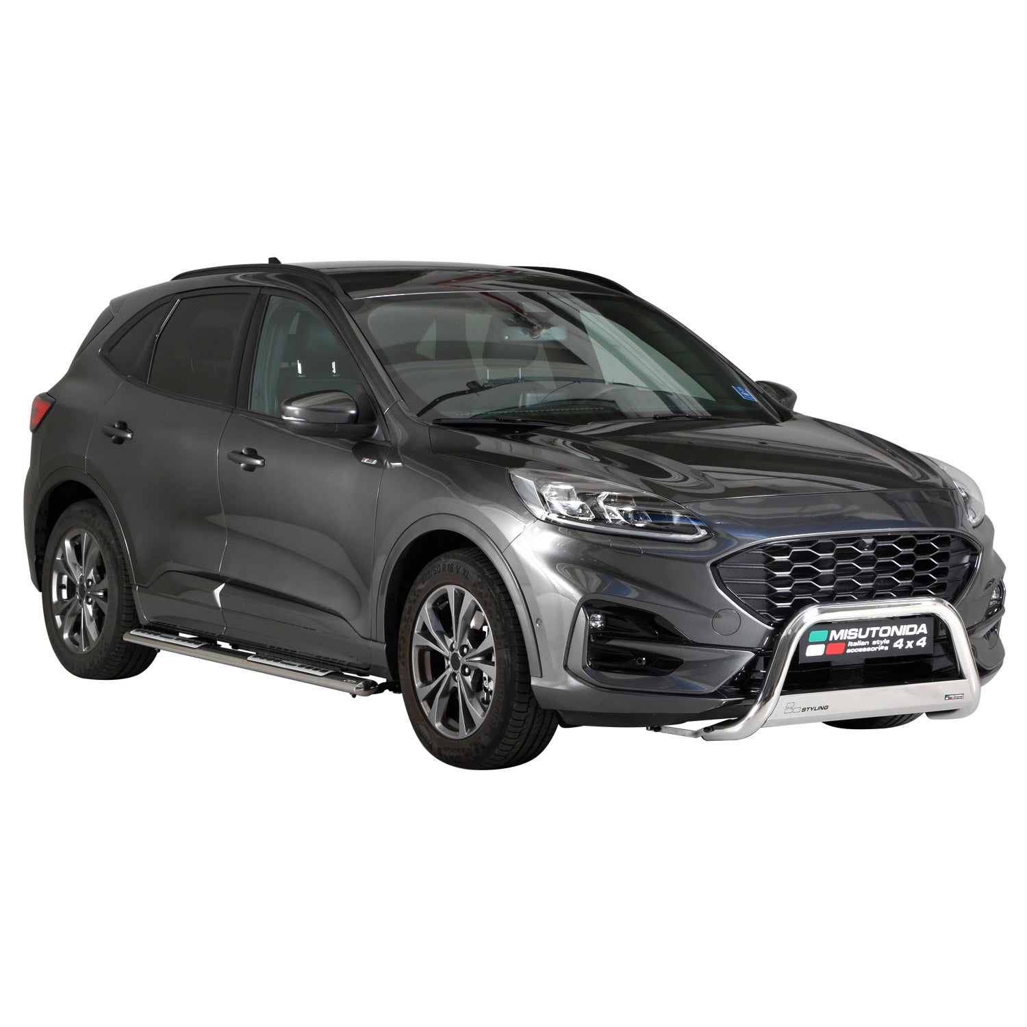 Par de Estribos Barras Laterales para Ford Kuga 2019-2025 Plata Acero 2x