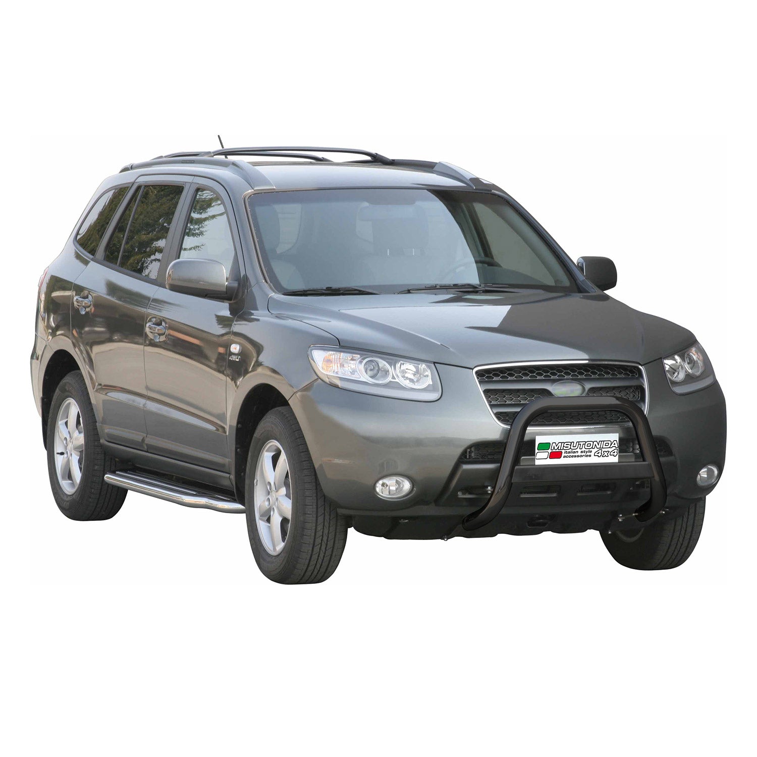 Bull Barra Frontal para Hyundai Santa Fe 2006-2009 Negro Brillante Acero 1Pza