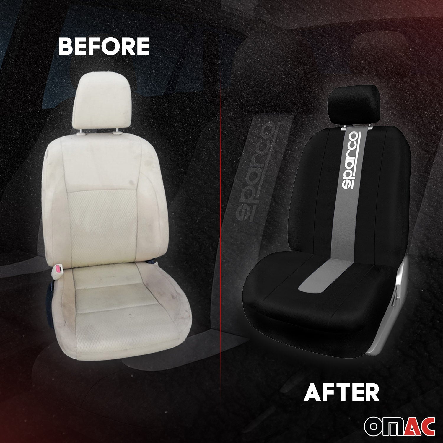 Sparco Funda de Asiento Universal Gris Negro Delantero Trasero