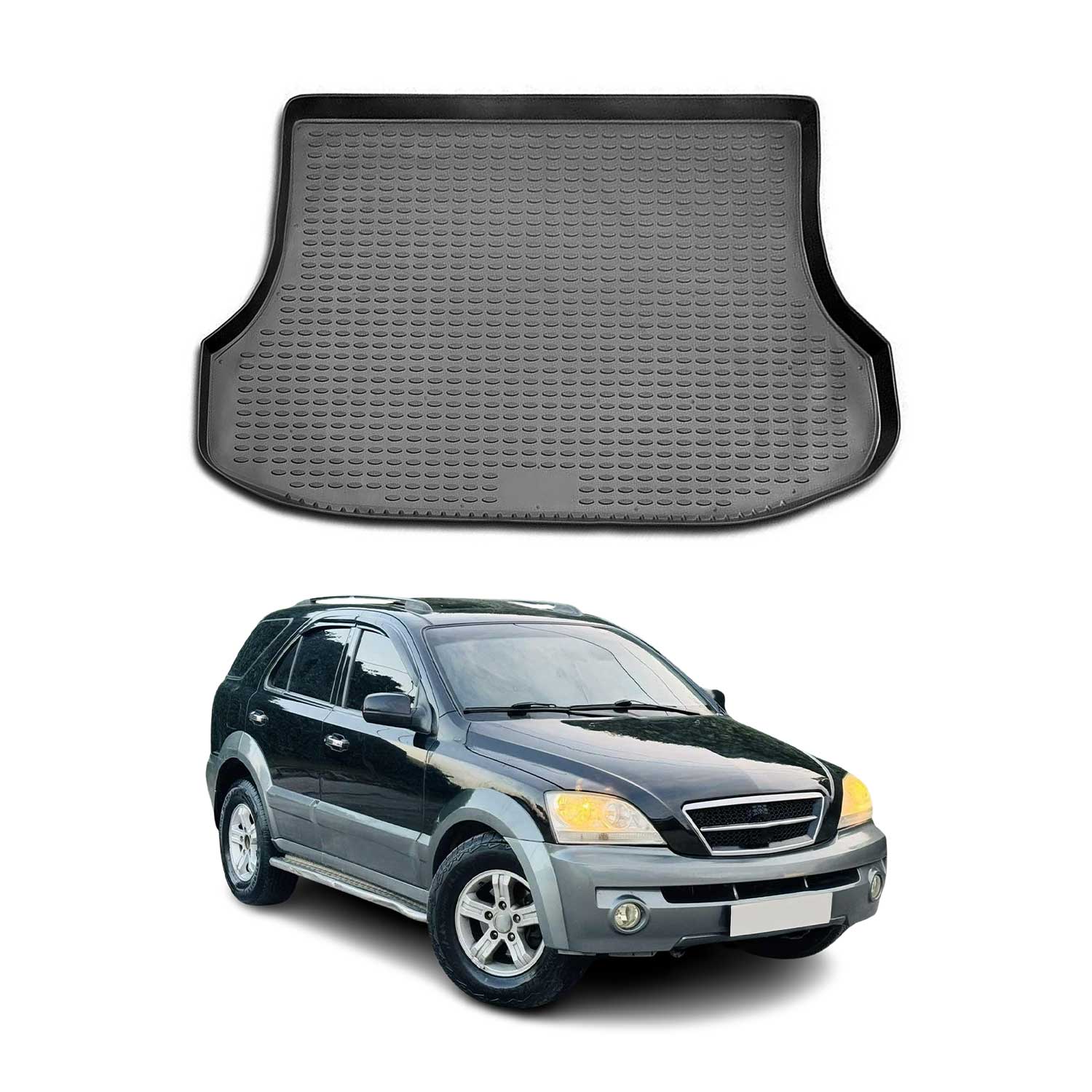 OMAC Bandeja Maletero Alfombrilla para Kia Sorento 2002-2009 Negro Goma TPE 1Pza