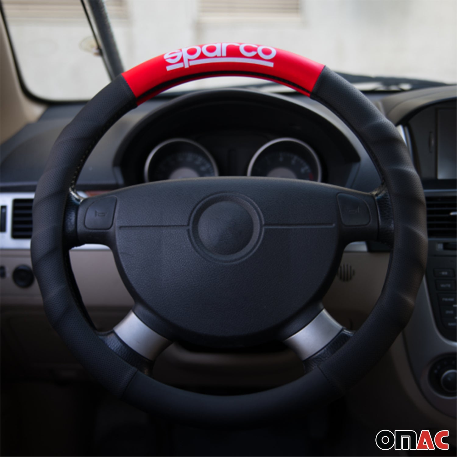 Sparco Cubierta de Para Volante de Automóvil Universal Negro Rojo