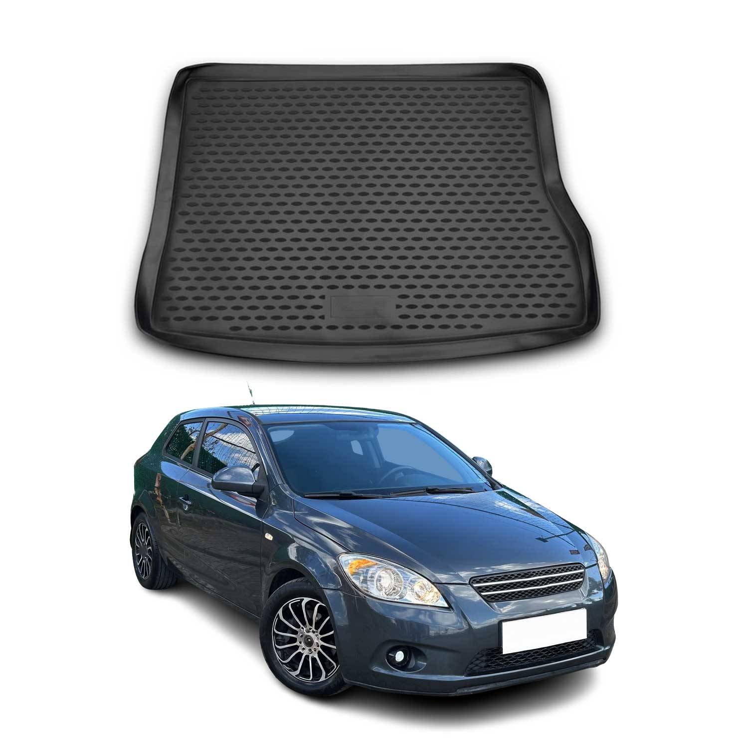 OMAC Bandeja Maletero Alfombrilla para Kia Pro Ceed 2008-2021 Negro Goma TPE