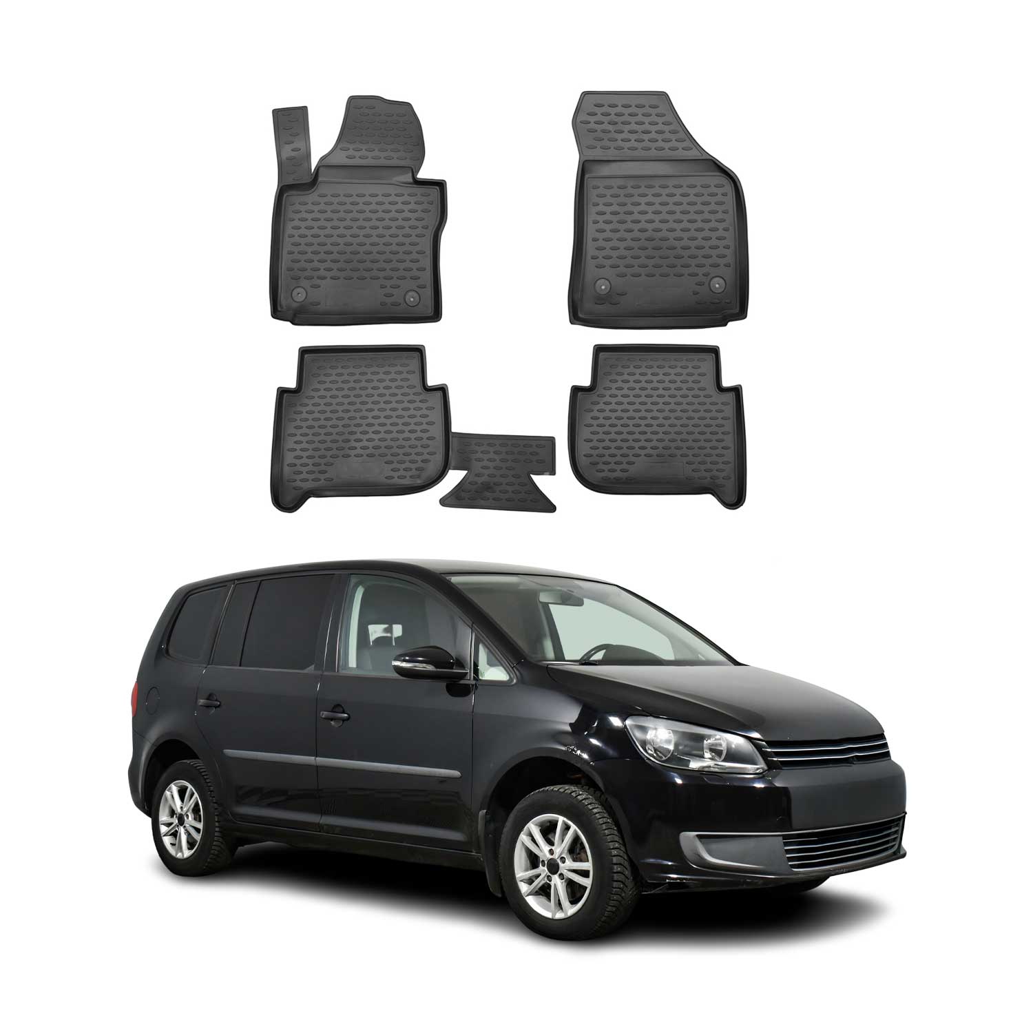 OMAC Alfombrillas De Coche para VW Touran 2003-2015 Negro Goma TPE 4Pza
