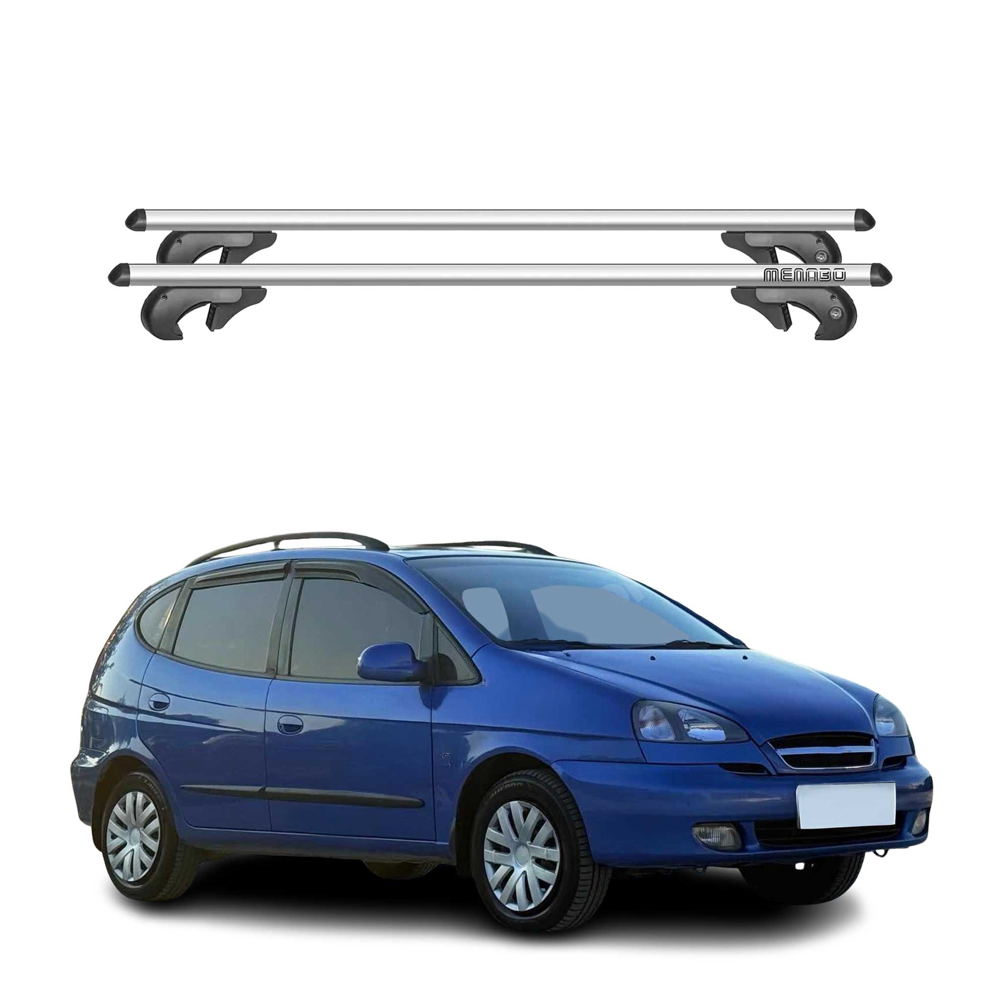 Menabo Barras de Techo Baca para Chevrolet Rezzo 2000-2008 Gris Aluminio 2Pza