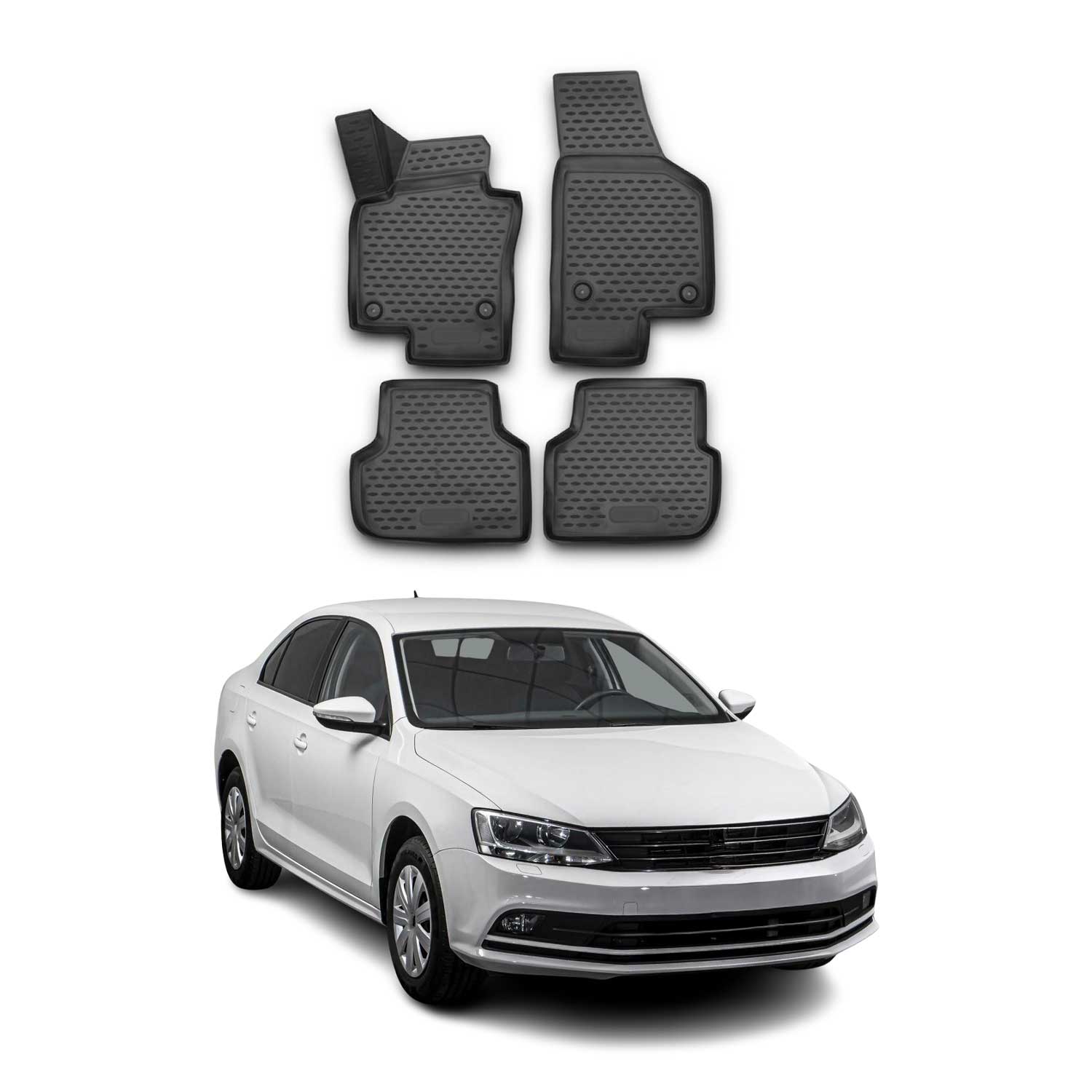 OMAC Alfombrillas De Coche para VW Jetta 2010-2018 Negro Goma TPE 4Pza