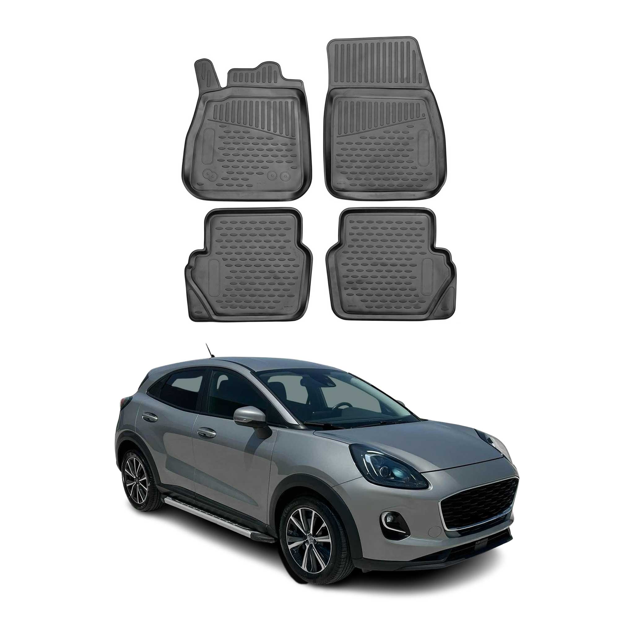 OMAC Alfombrillas De Coche para Ford Puma PHEV 2019-2025 Negro Goma TPE 4Pza
