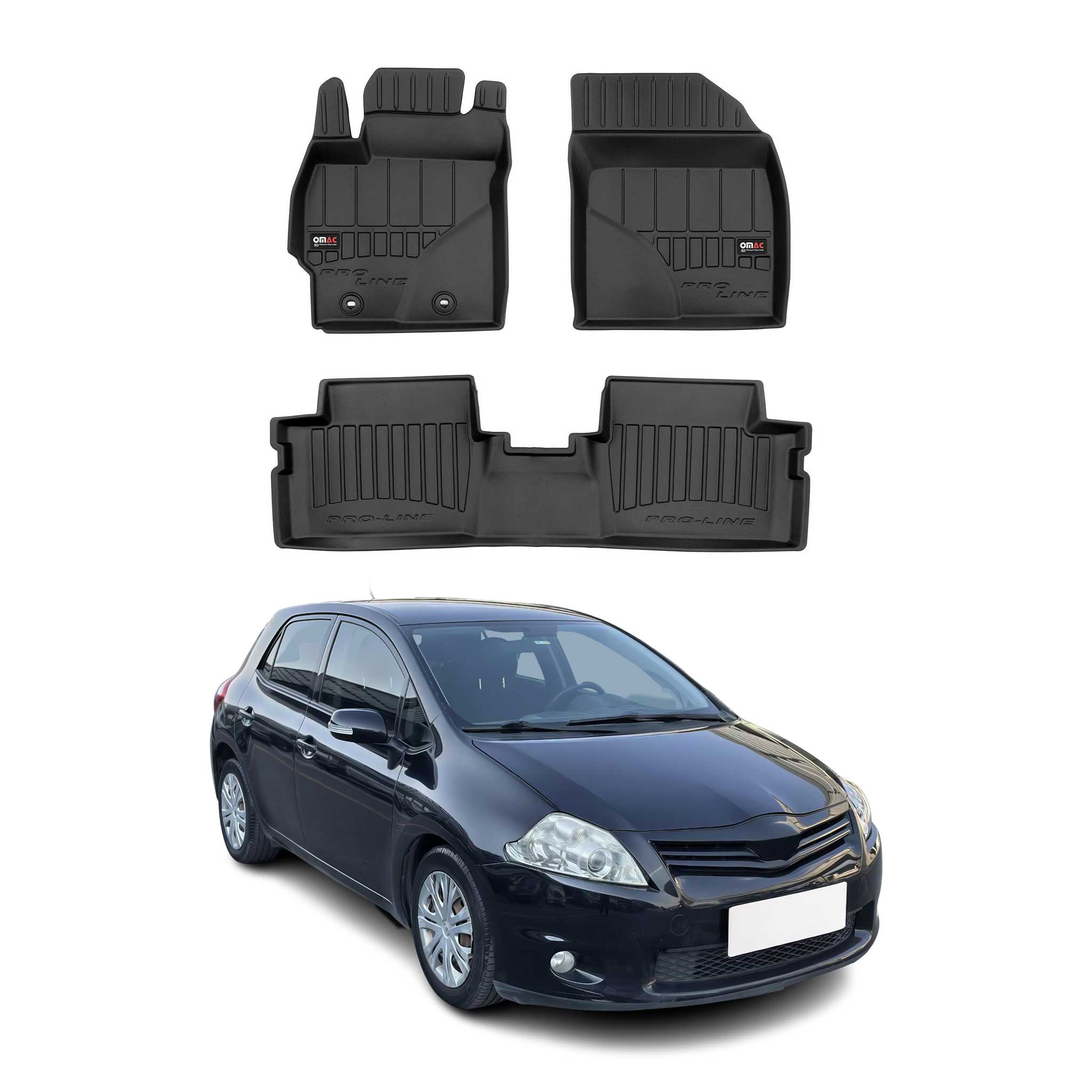 OMAC Premium Alfombrillas De Coche para Toyota Auris 2006-2013 Negro TPE Goma 3x