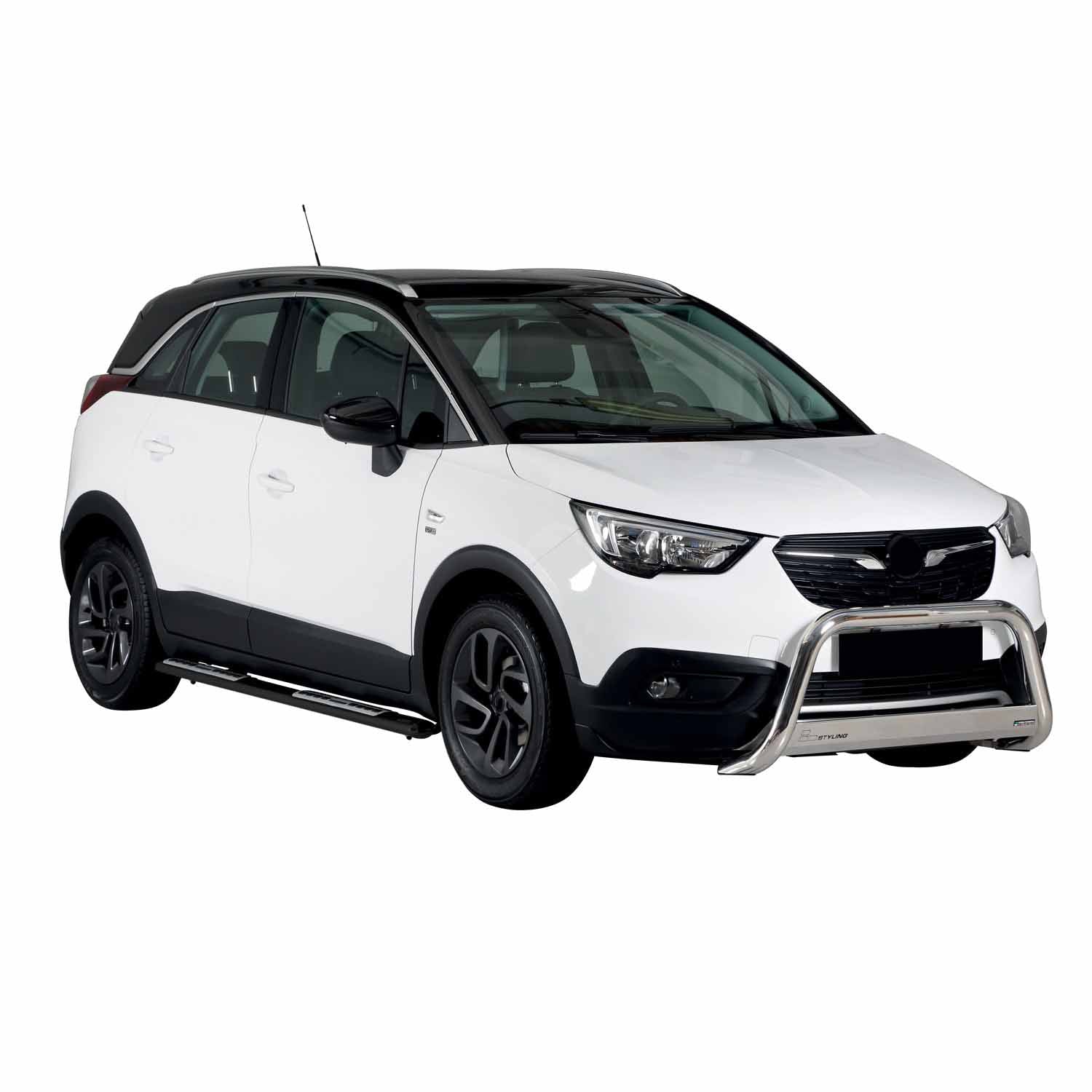 Par de Estribos Barras Laterales para Opel Crossland X 2017-2025 Negro Acero