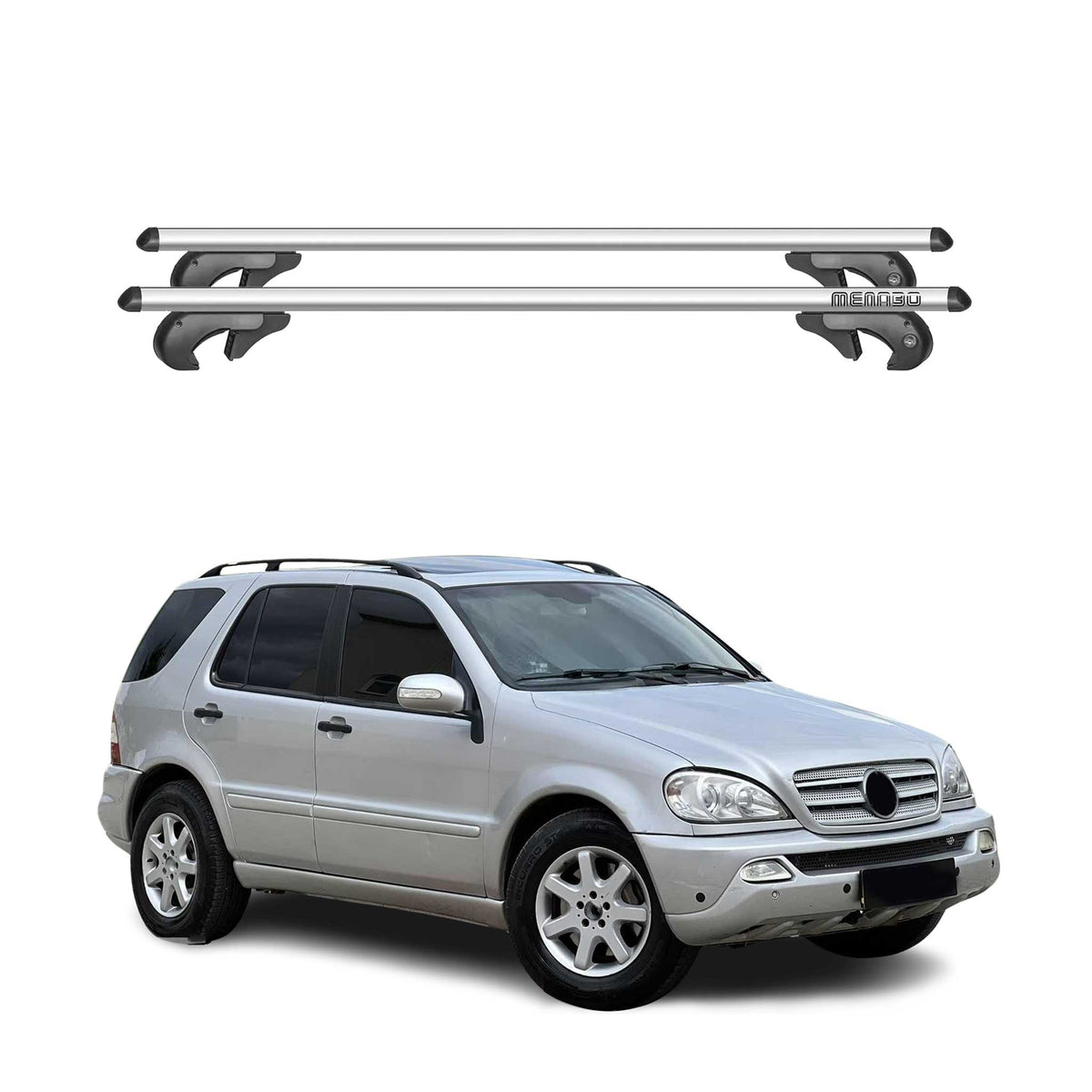 Menabo Barras de Techo Coche Barra para Mercedes M Class W163 1997-2005 Gris Alu