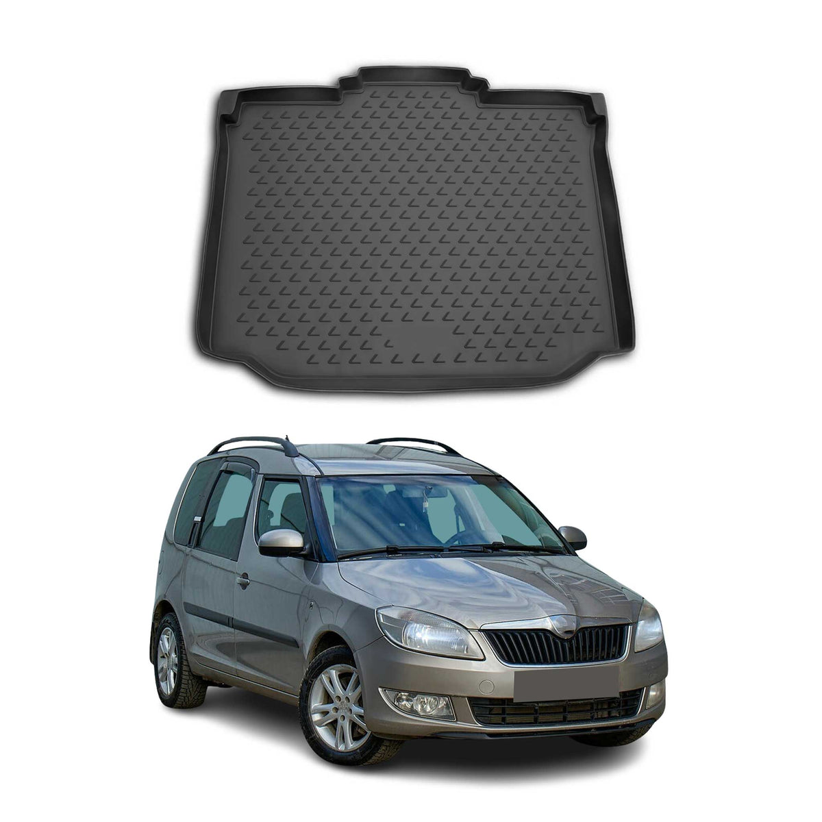 OMAC Bandeja Maletero Alfombrilla para Skoda Roomster 2006-2015 Negro Goma TPE