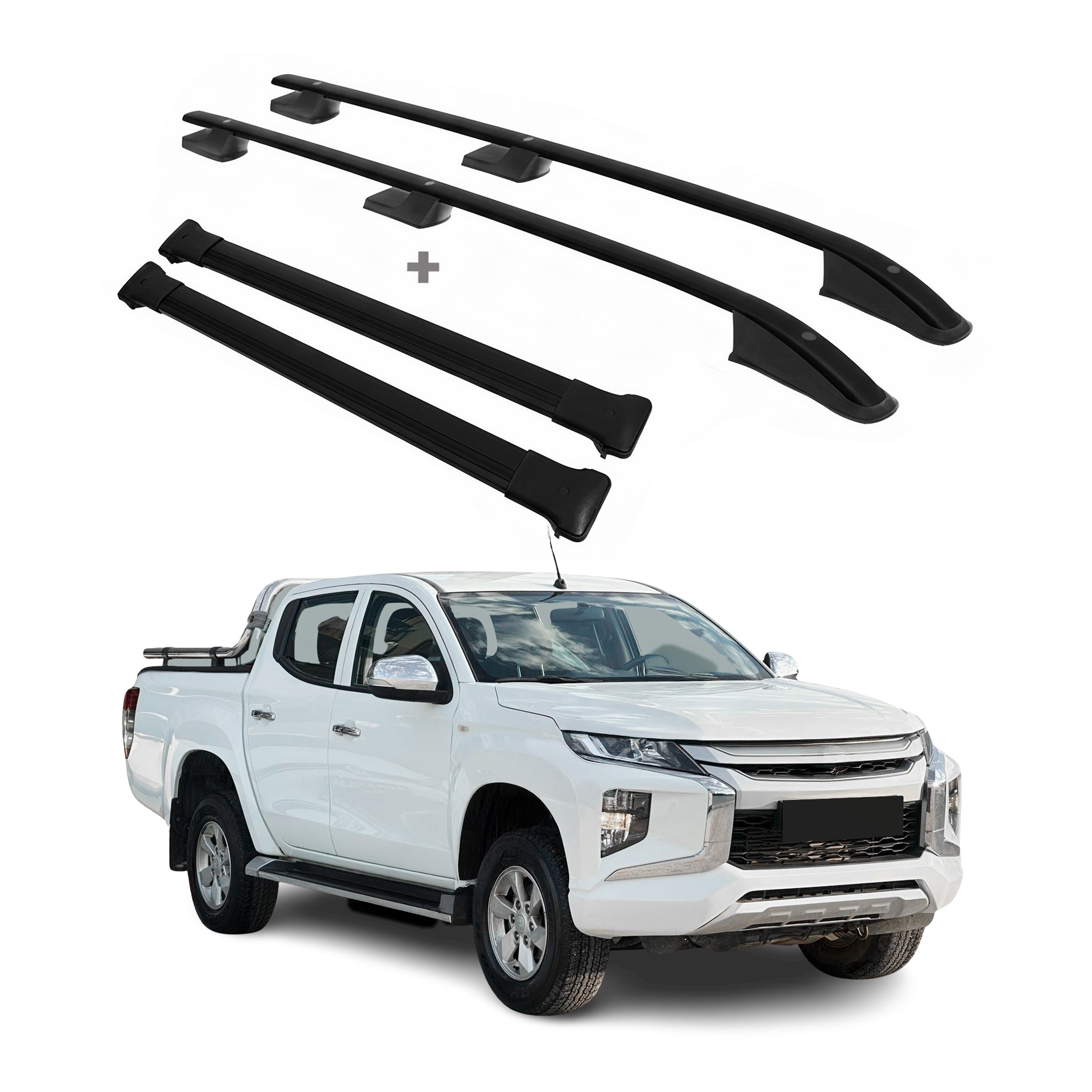 Rieles & Barras de Techo Coche para Mitsubishi L200 2014-2025 Negro Aluminio 4x