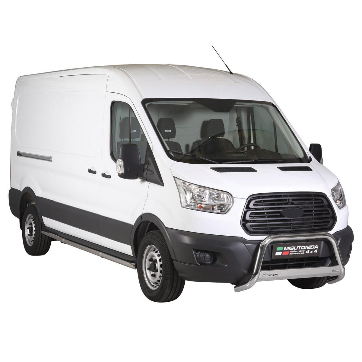 Bull Barra Frontal para Ford Transit 2014-2025 Plata Brillante Acero 1Pza