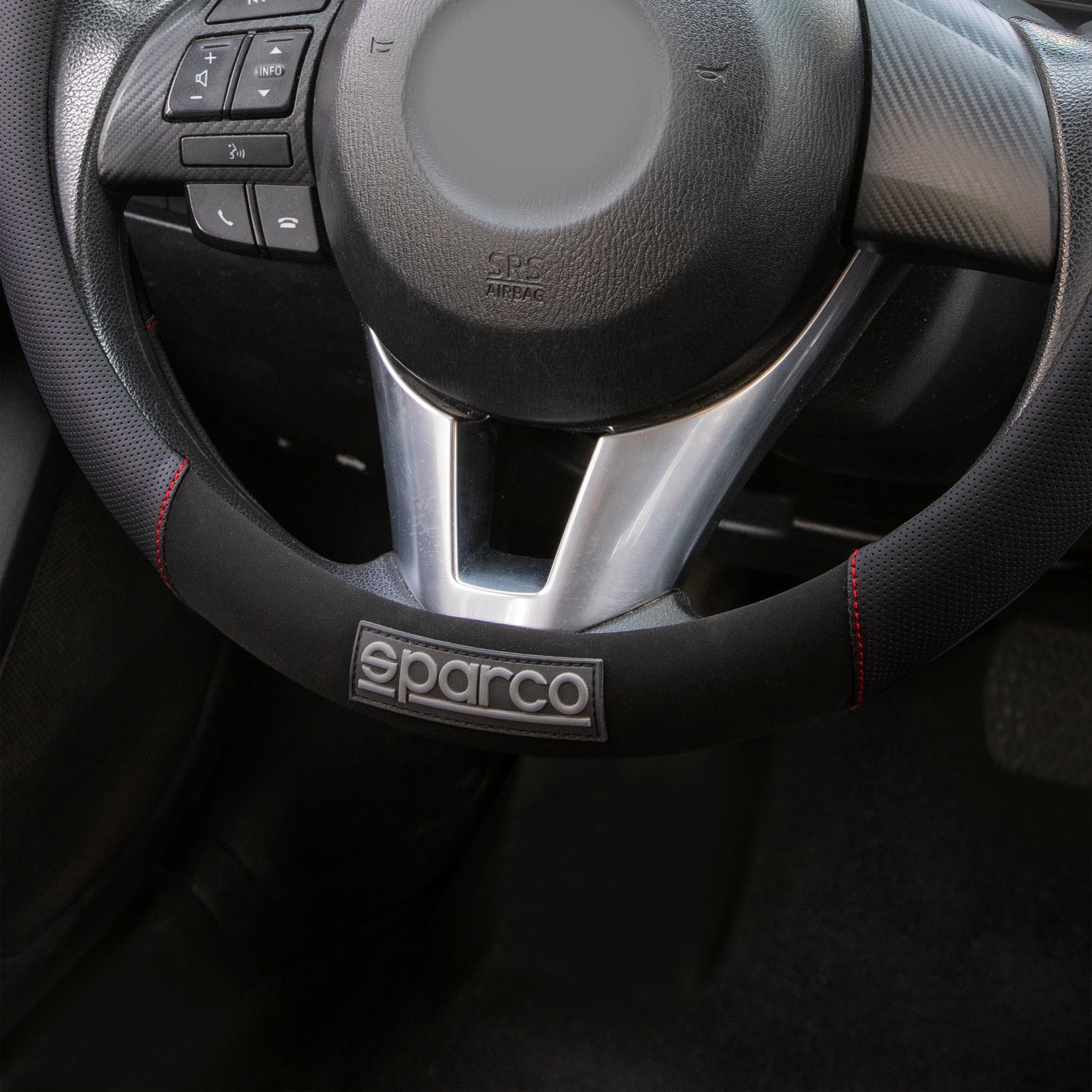 Sparco Cubierta de Para Volante de Automóvil Universal  ø37-38cm Negro Rojo