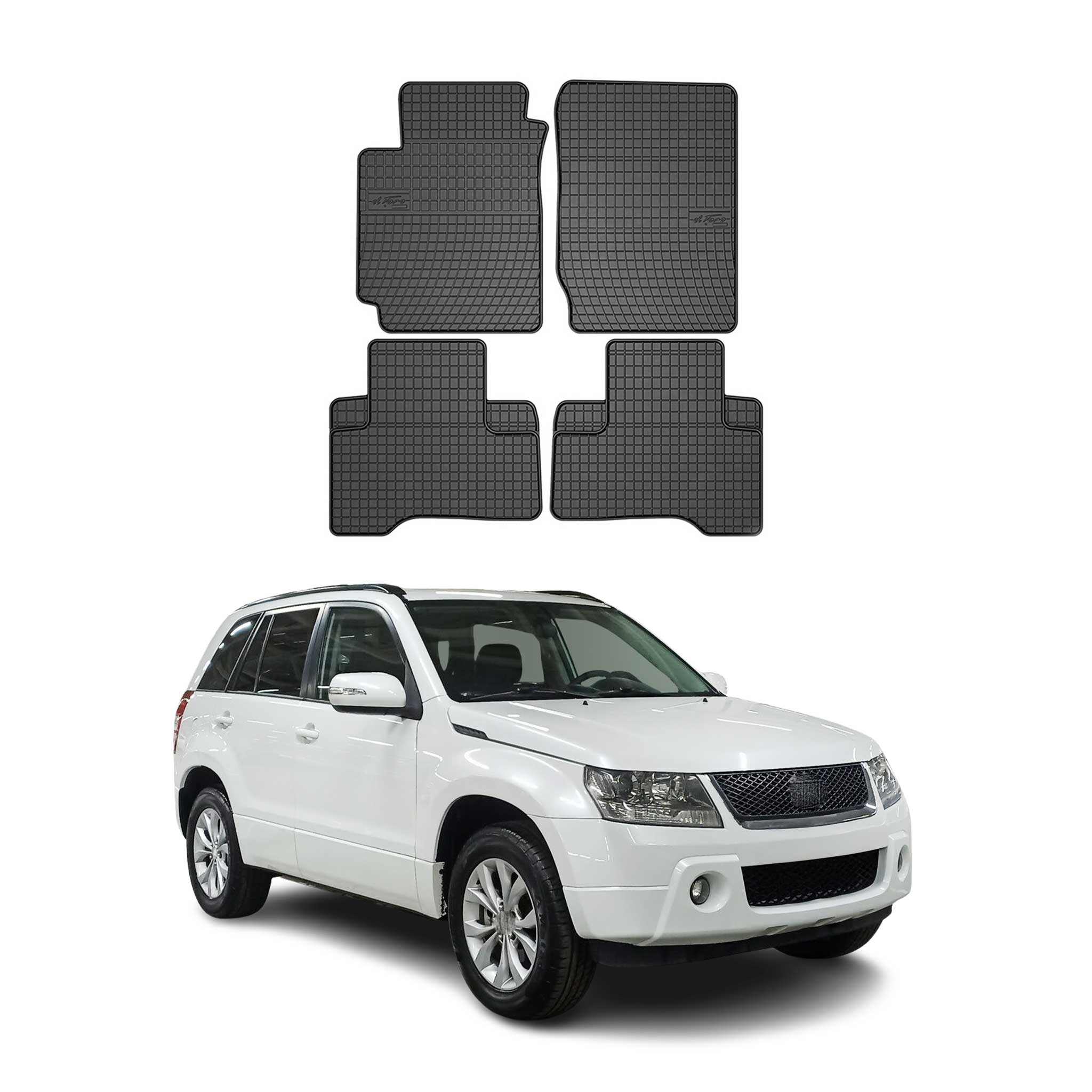 OMAC Alfombrillas De Coche para Suzuki Grand Vitara 2005-2014 Negro Goma 4Pza