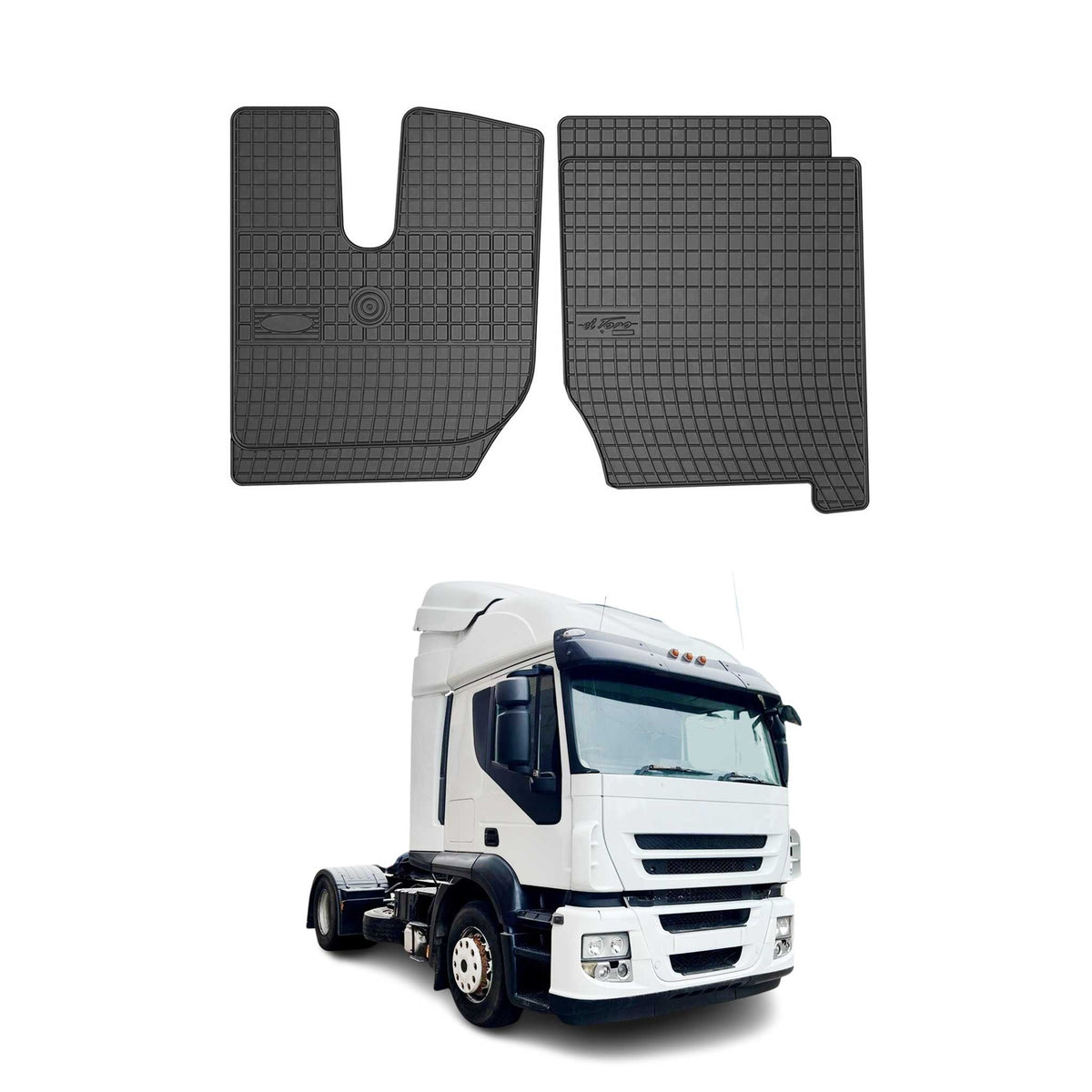 OMAC Alfombrillas De Coche para Iveco Stralis 2002-2019 Negro Goma 2Pza
