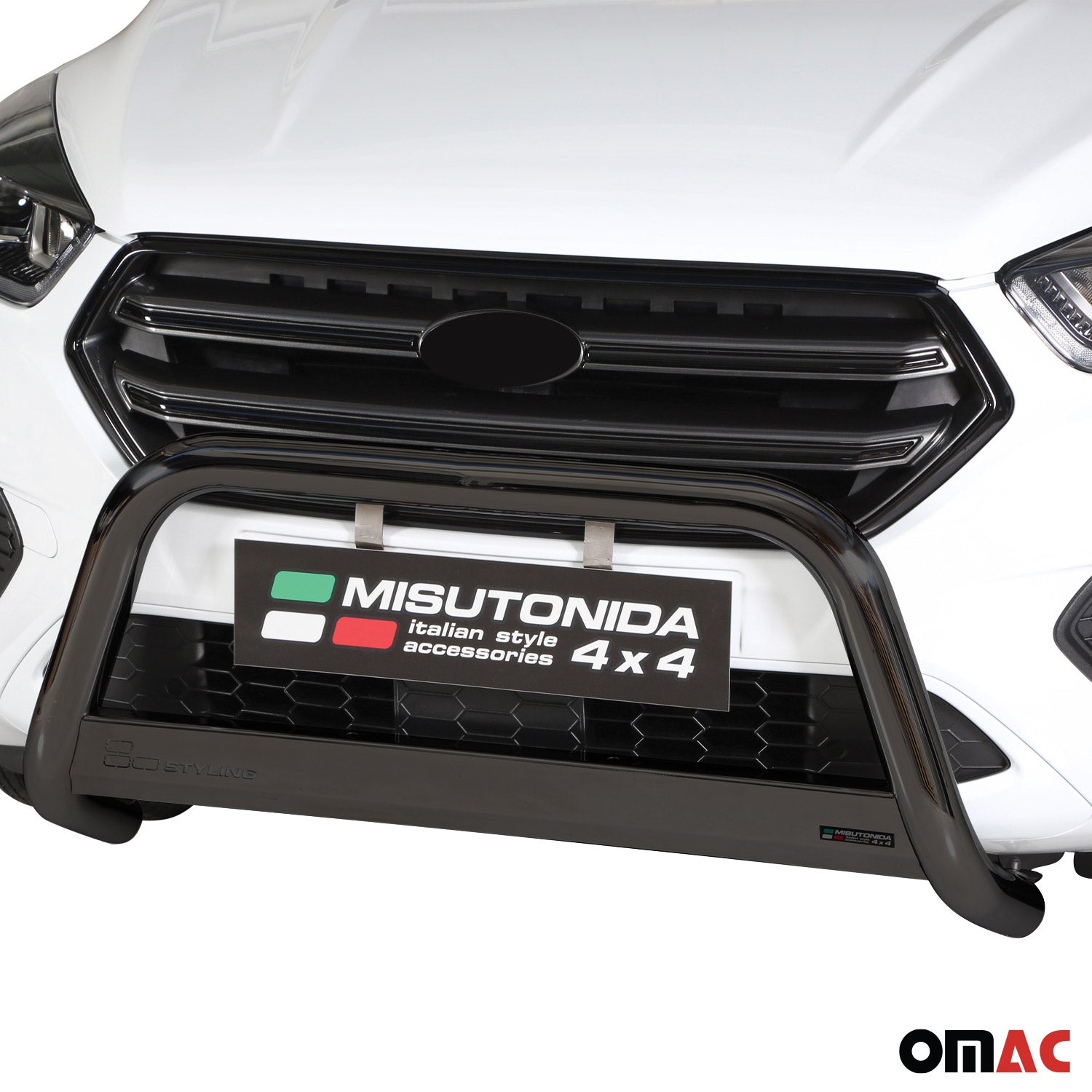 Bull Barra Frontal para Ford Kuga 2017-2019 Negro Brillante Acero