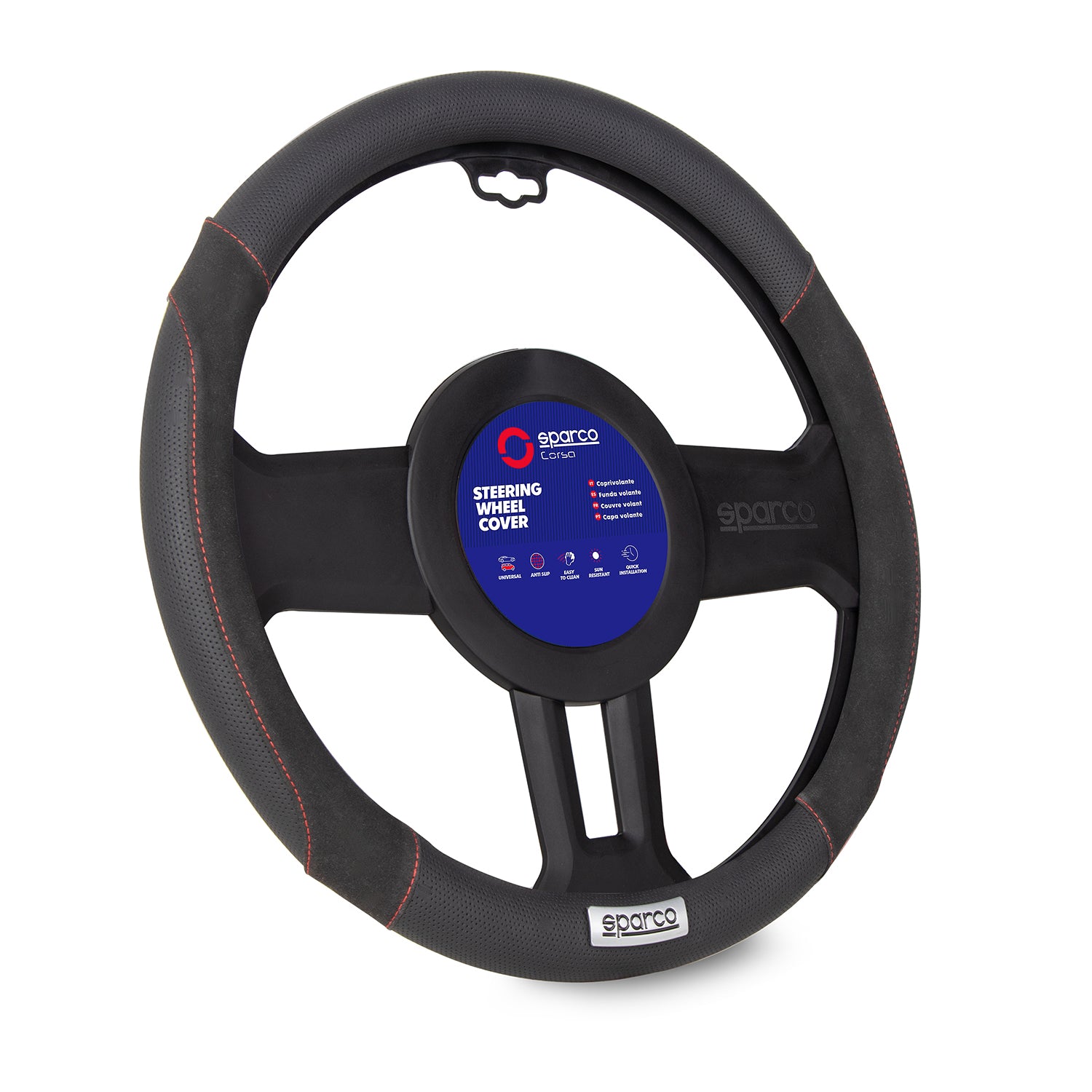 Sparco Cubierta de Vuero de Para Volante de Automóvil Universal Negro