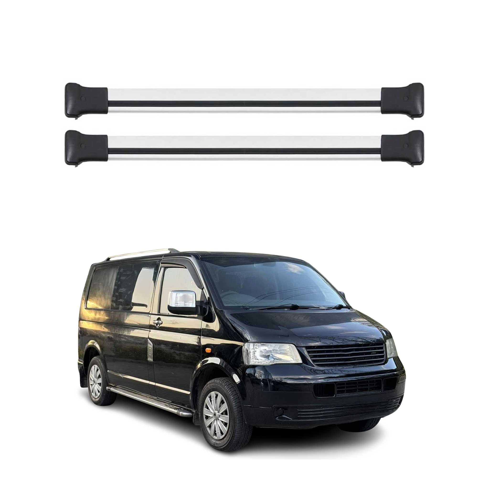 Barras Techo Baca para VW Transporter T5 Caravelle Multivan Gris Aluminio 3Pza