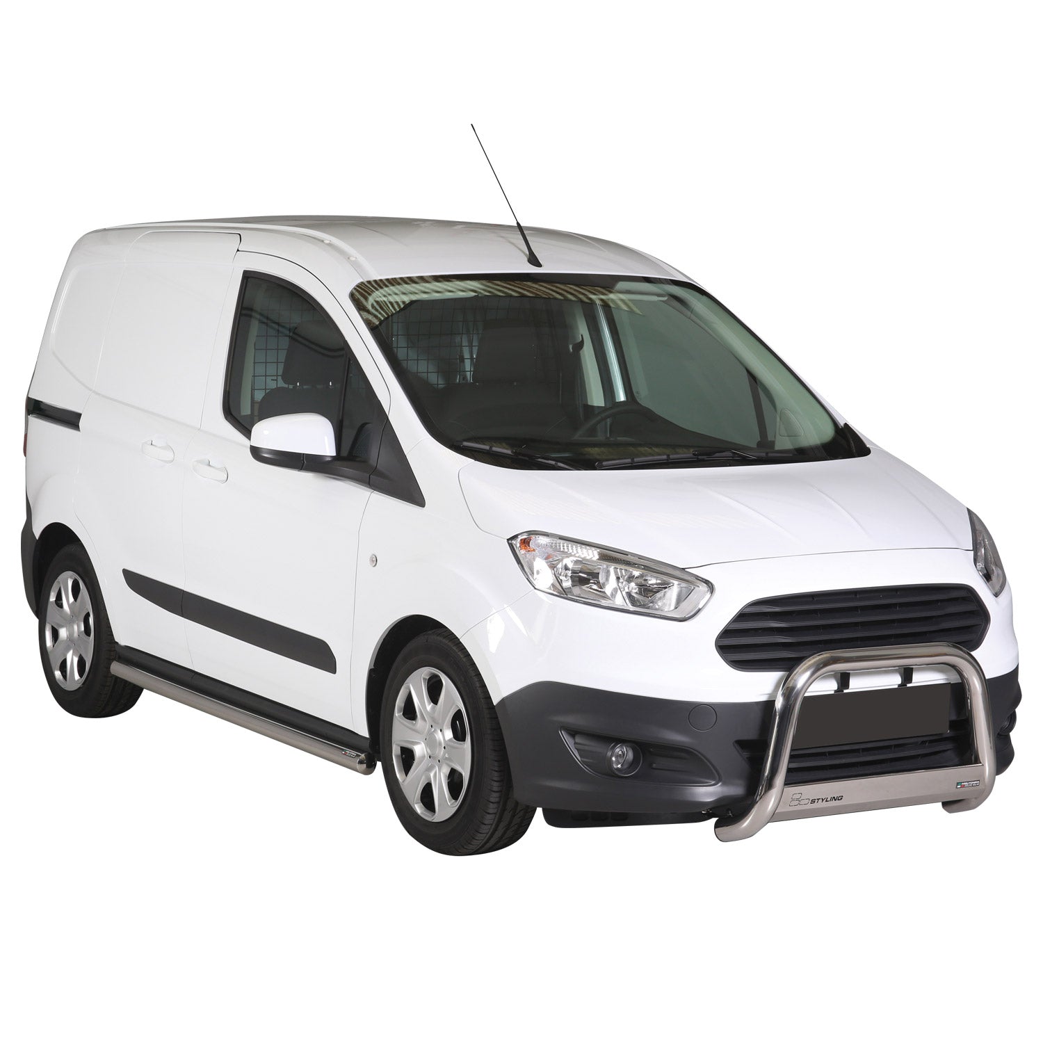 Bull Barra Frontal para Ford Transit Courier 2014-2017 Plata Brillante Acero