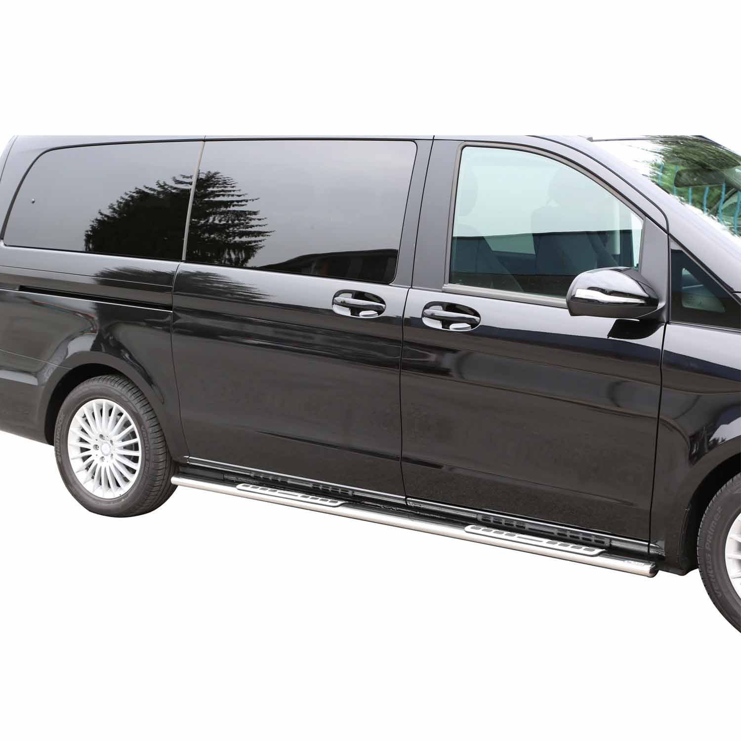 Estribos Barras Laterales para Mercedes Vito Classe W447 2014-2025 Plata Acero