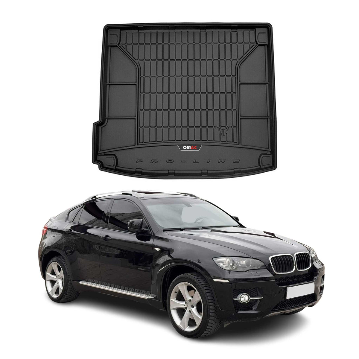 OMAC Premium Bandeja Maletero Alfombrilla para BMW X6 2007-2014 Negro Goma TPE