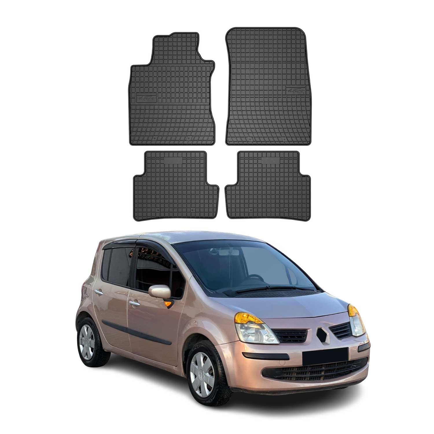 OMAC Alfombrillas De Coche para Renault Modus 2004-2012 Negro Goma 4Pza