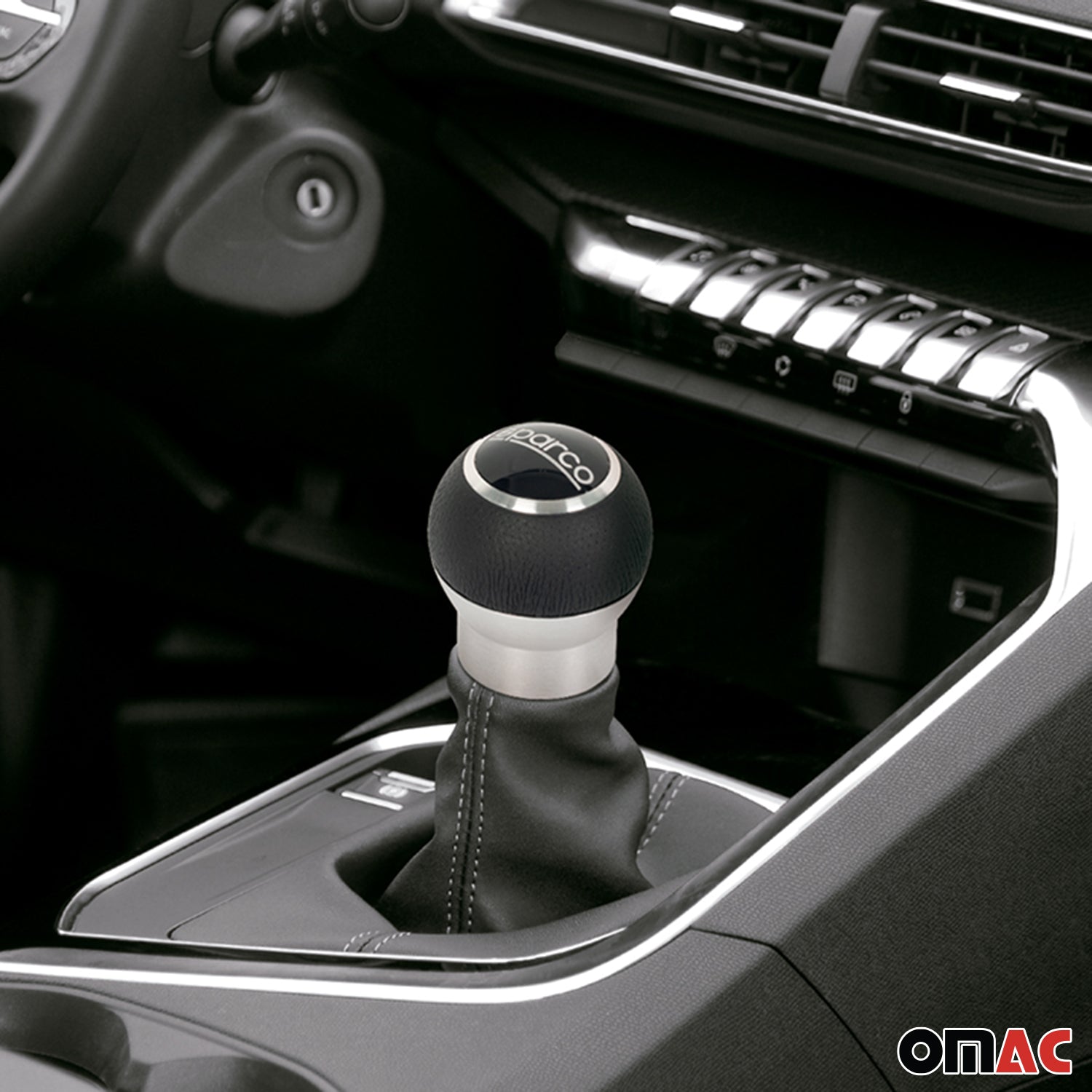 Sparco Palanca de Cambios Universal Negro Aluminio cuero de pu