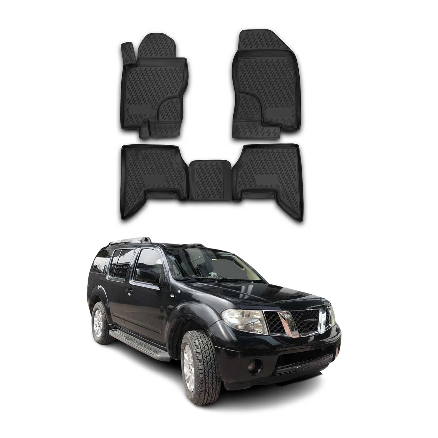 OMAC Alfombrillas De Coche para Nissan Pathfinder R51 2004-2013 Negro TPE 4Pza