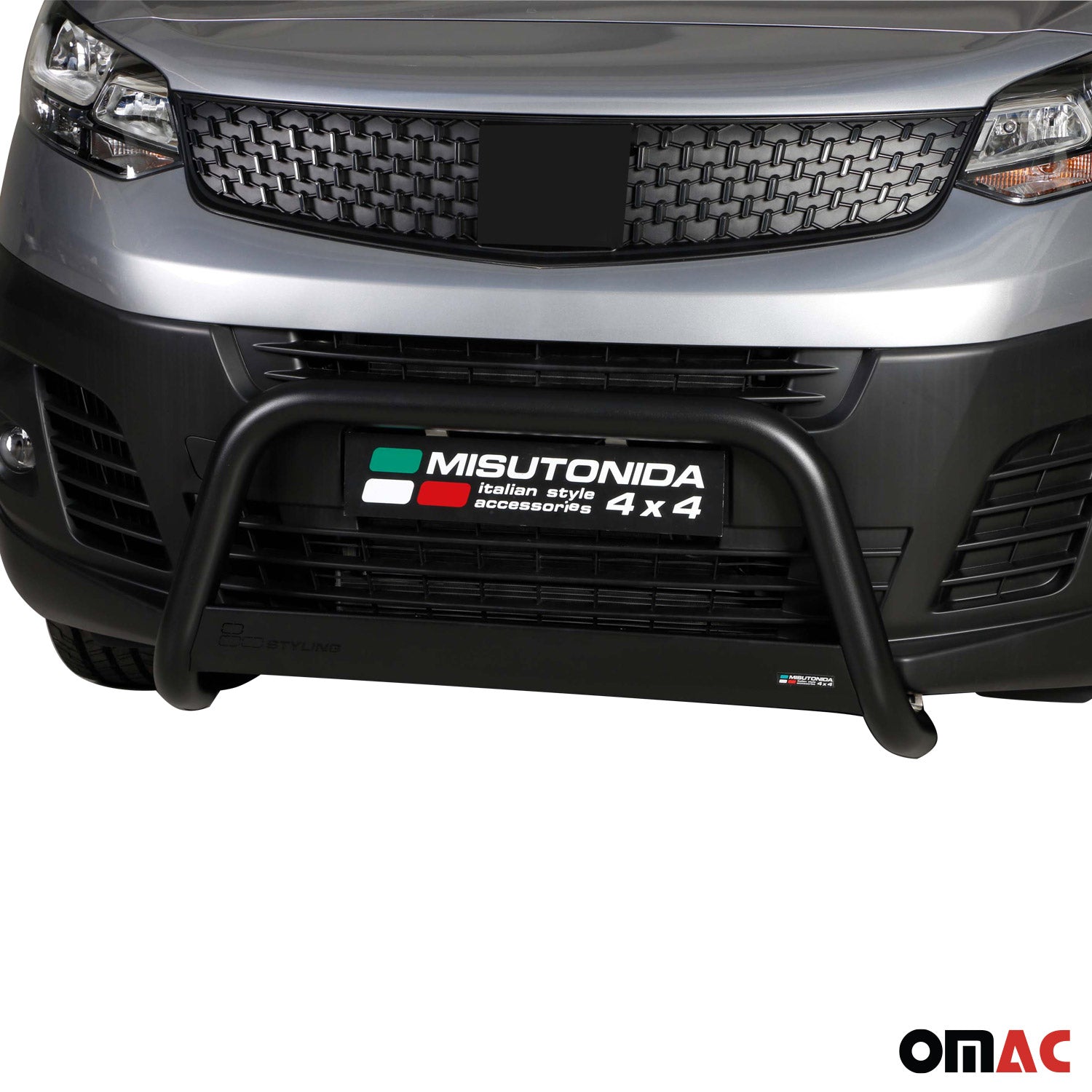 Bull Barra Frontal para Fiat Scudo 2022-2025 Negro Brillante Acero 1Pza