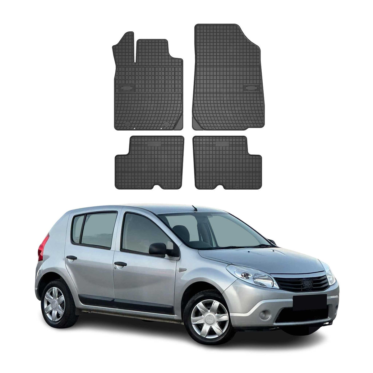 OMAC Alfombrillas De Coche para Dacia Sandero 2008-2012 Negro Goma 4Pza