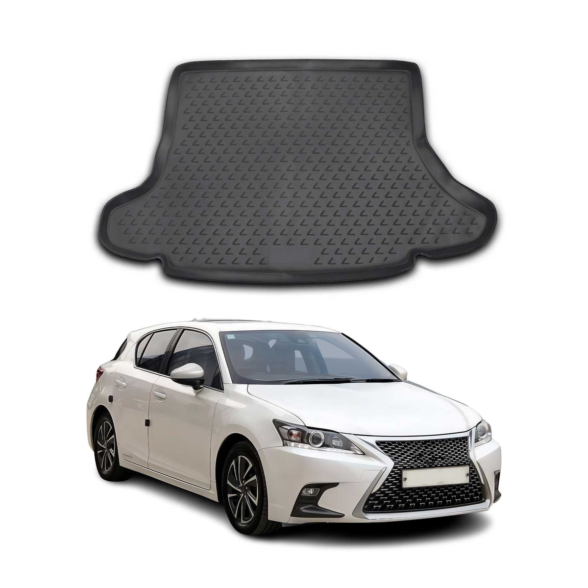 OMAC Bandeja Maletero Alfombrilla para Lexus CT 200H 2010-2017 Negro Goma TPE
