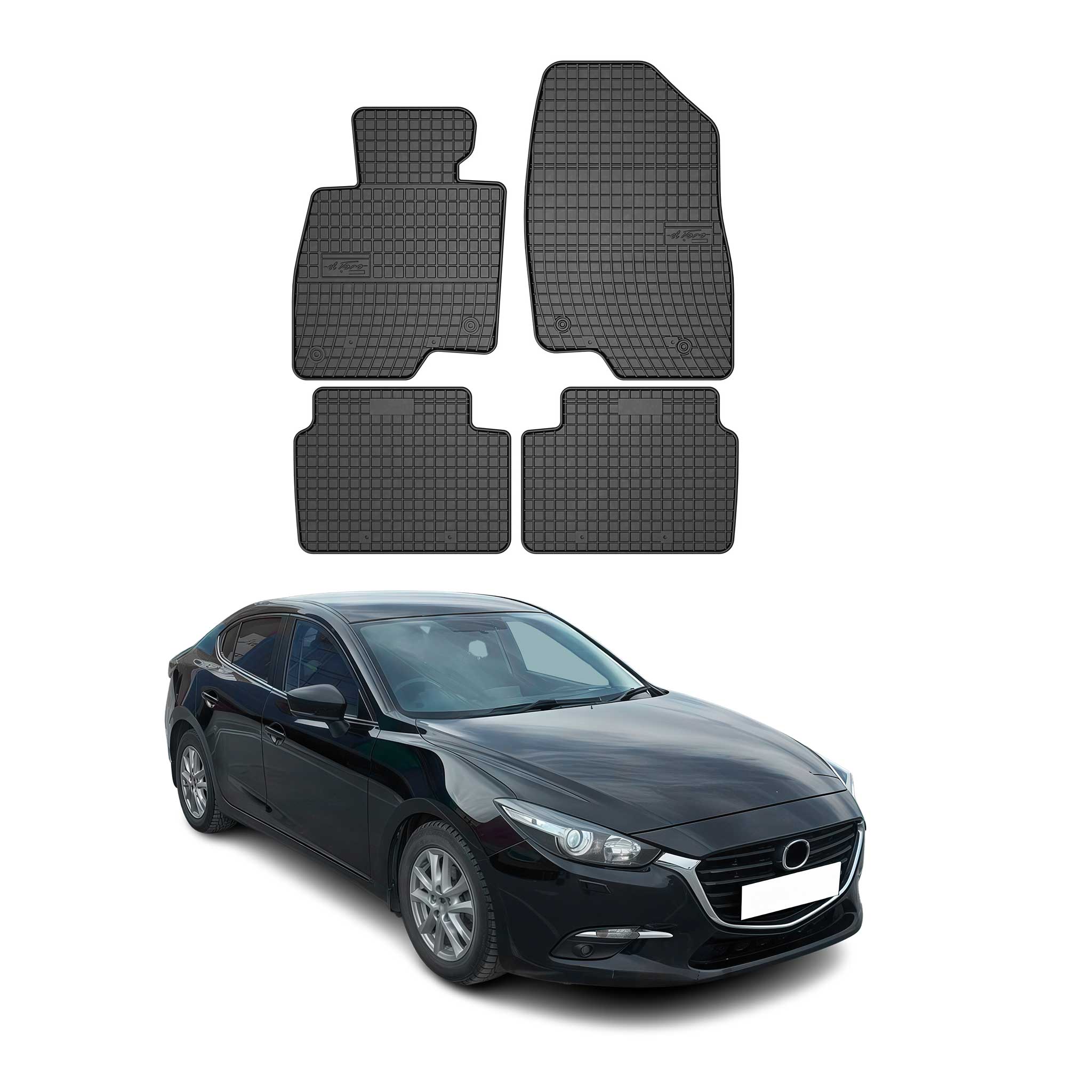 OMAC Alfombrillas De Coche para Mazda 3 2013-2018 Negro Goma 4Pza