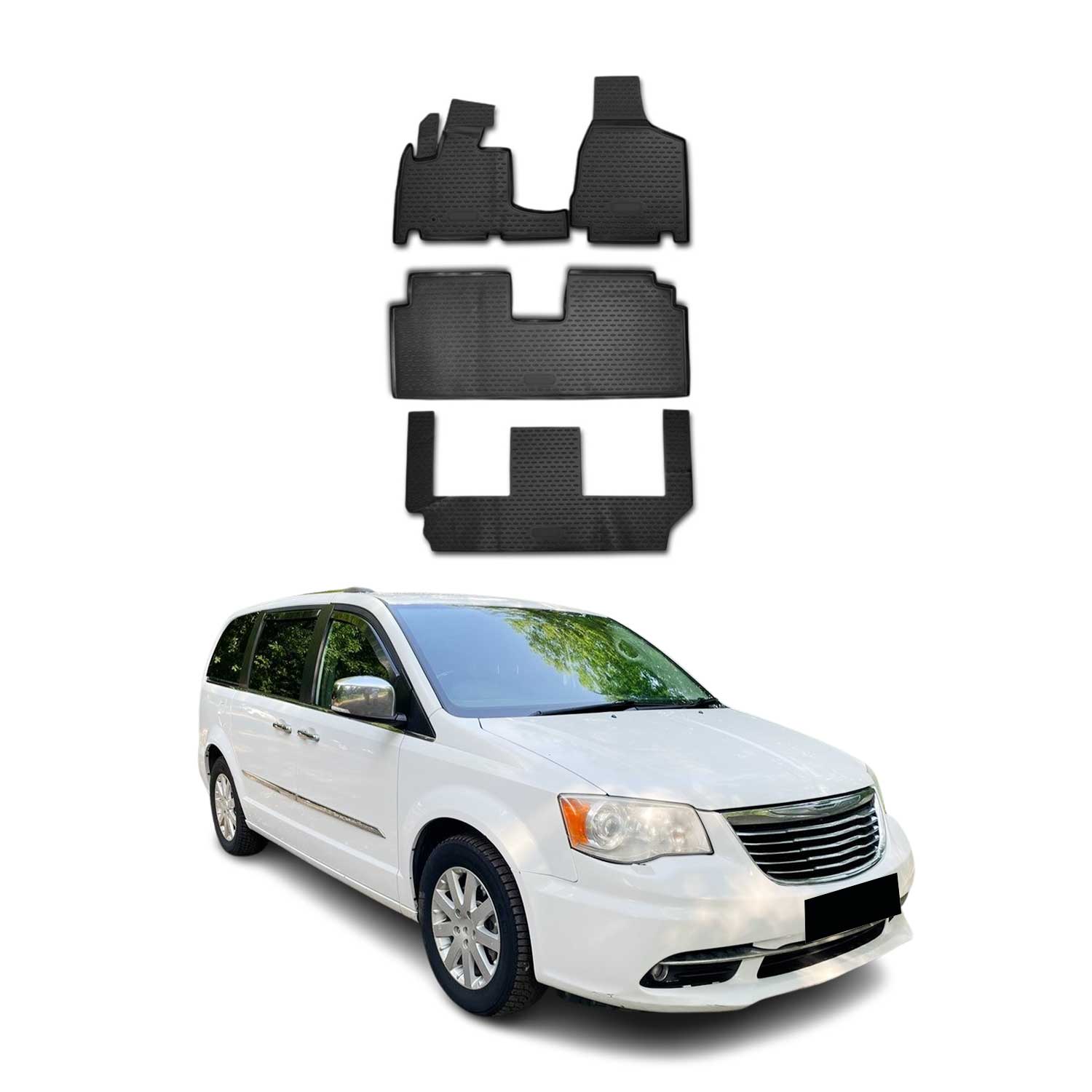 OMAC Alfombrillas De Coche para Chrysler Grand Voyager 2008-2020 Negro TPE 4Pza