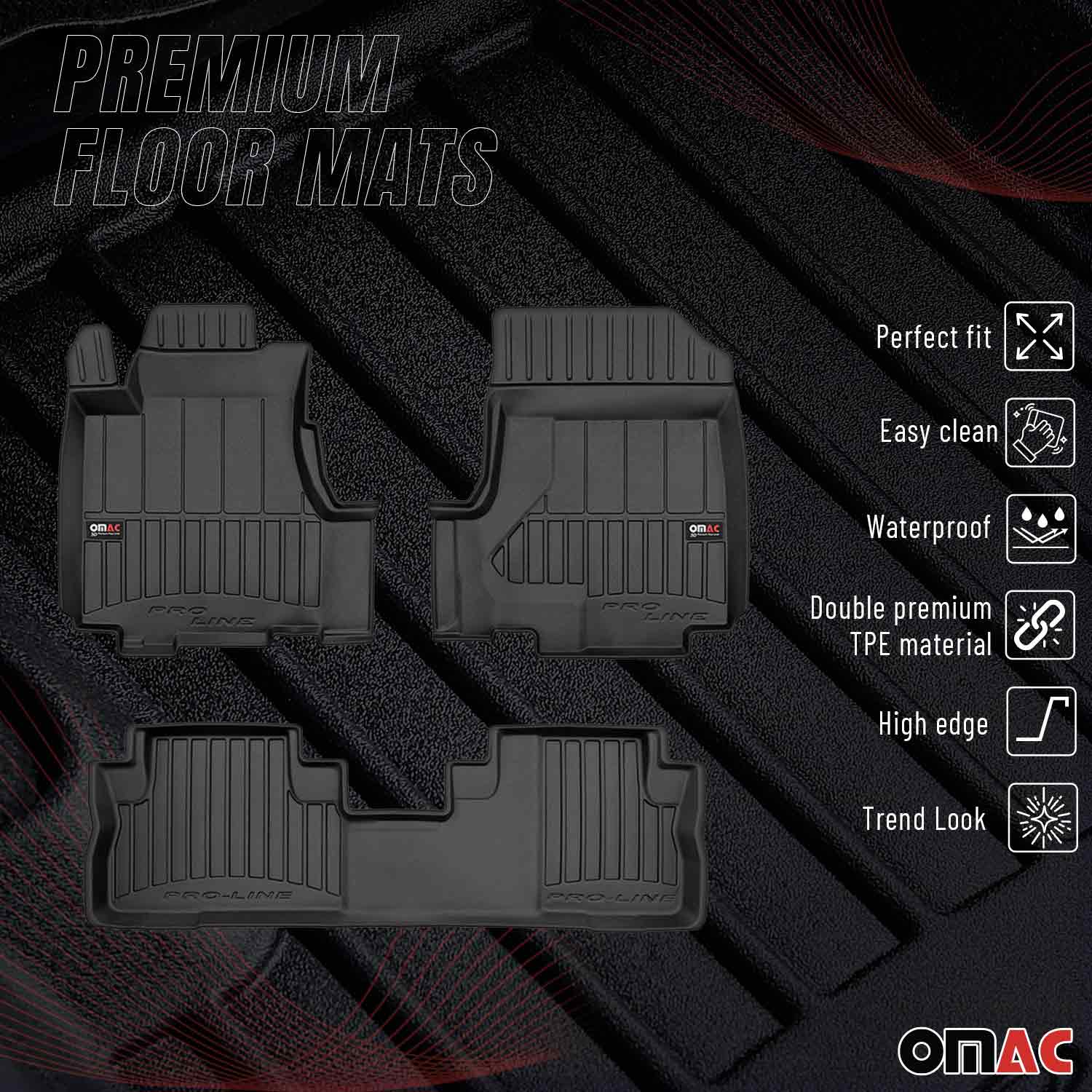 OMAC Premium Alfombrillas De Coche para Honda CR-V 2006-2012 Negro TPE Goma 3Pza